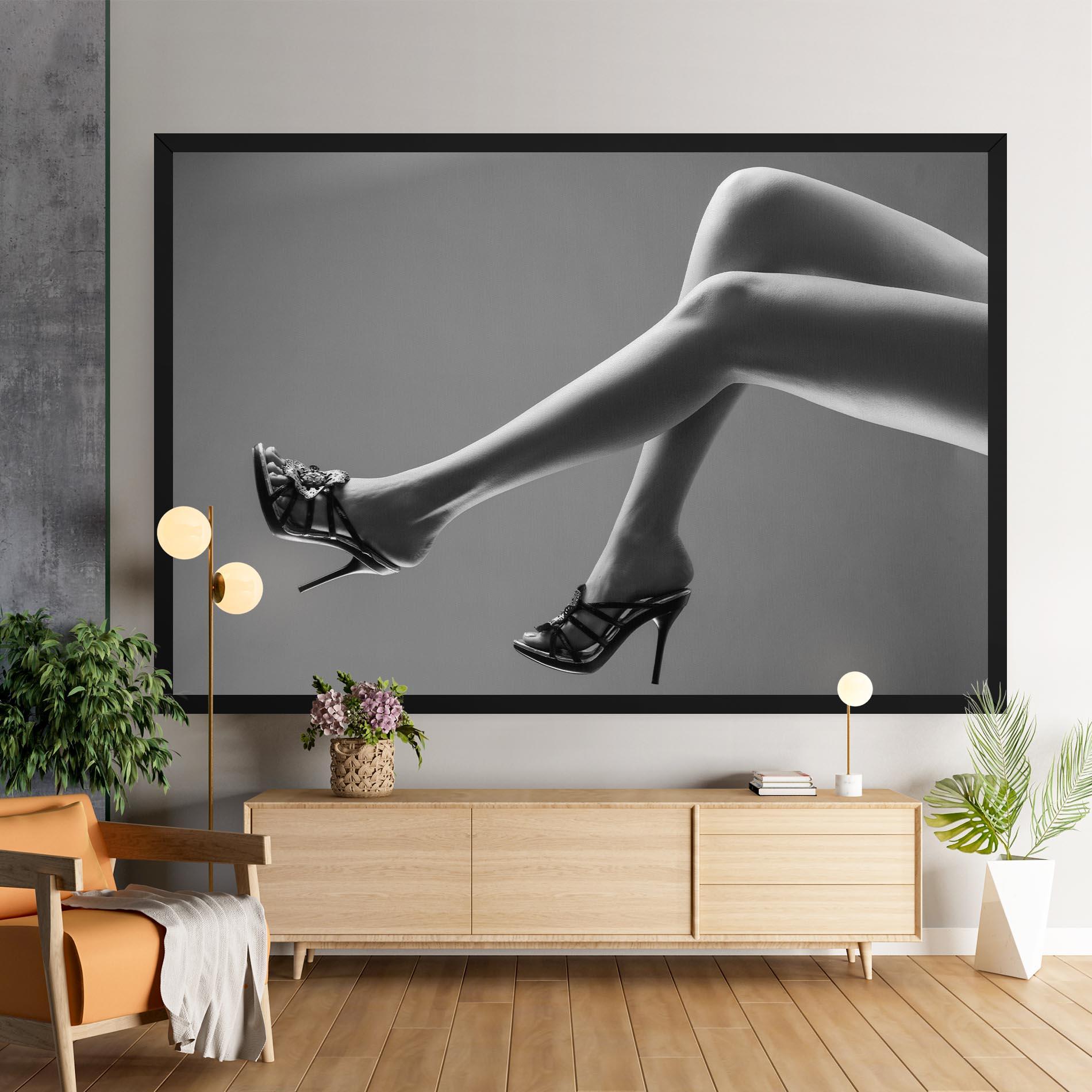 Vászonkép Black Shoes On Grey mockup 9