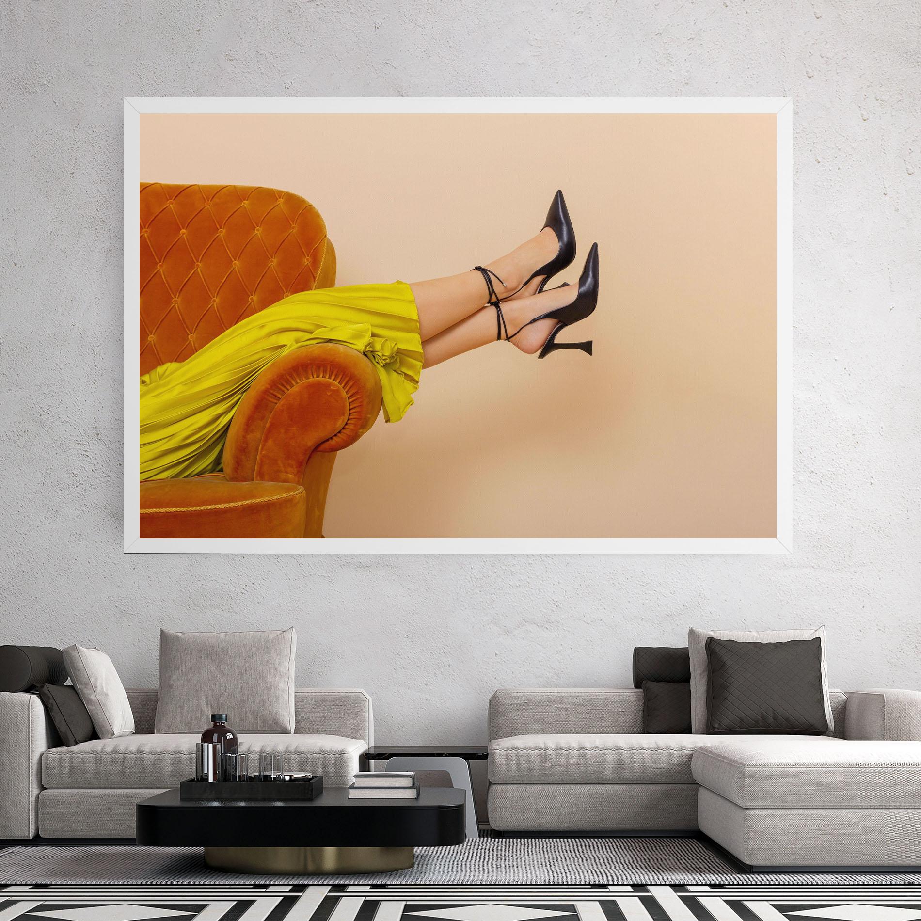 Vászonkép Black Heals On Cream mockup 2