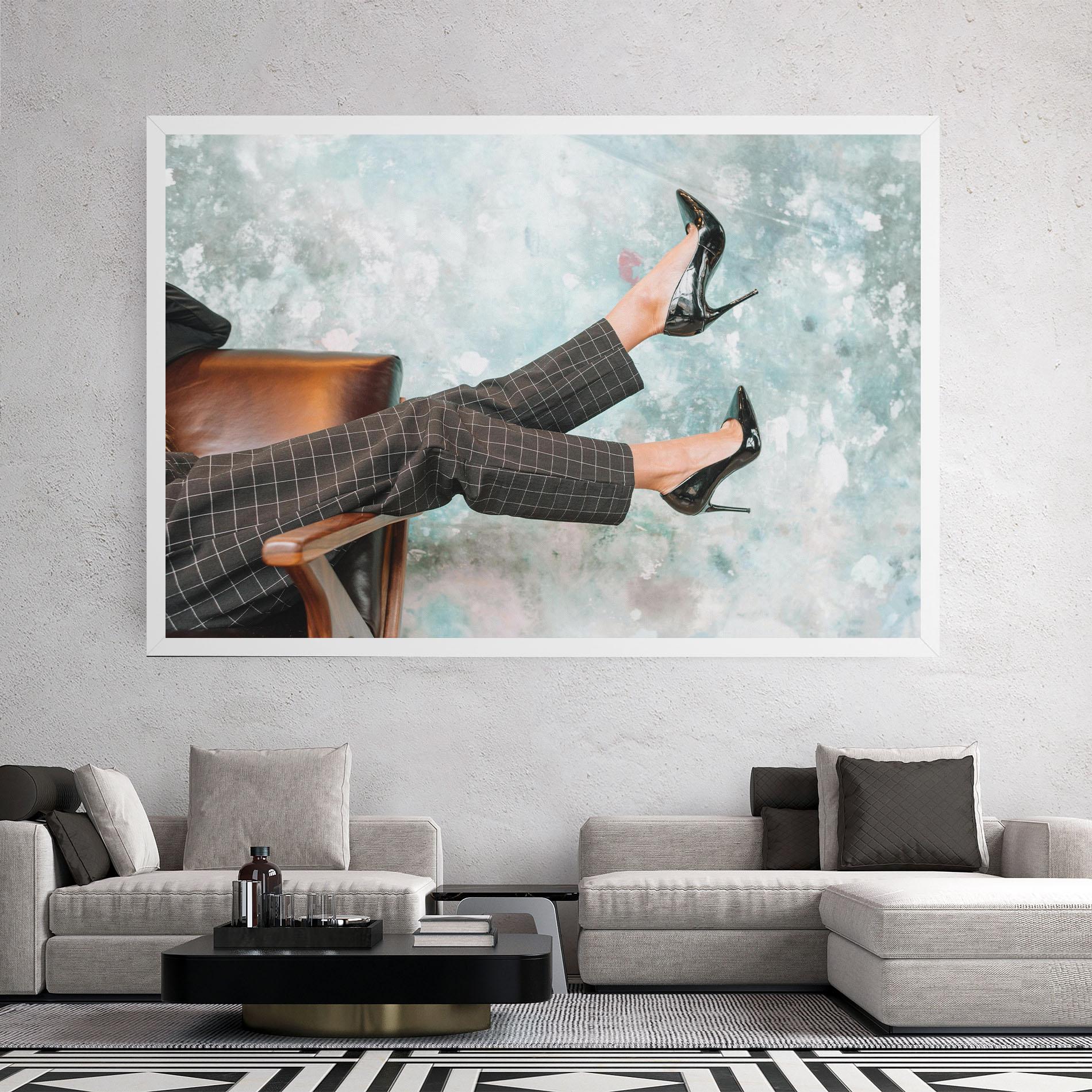 Vászonkép Black Shoes On Chair mockup 2