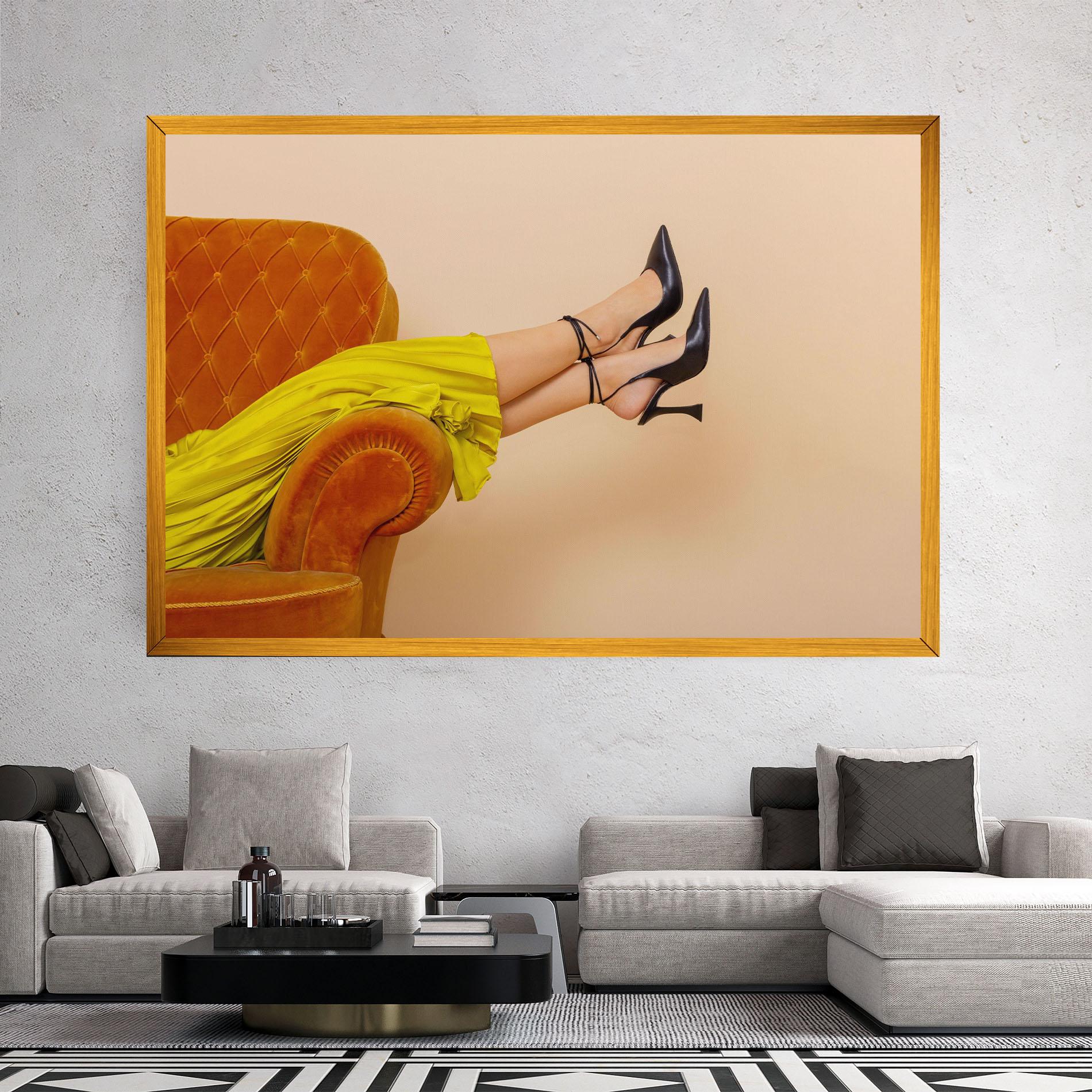 Vászonkép Black Heals On Cream mockup 2