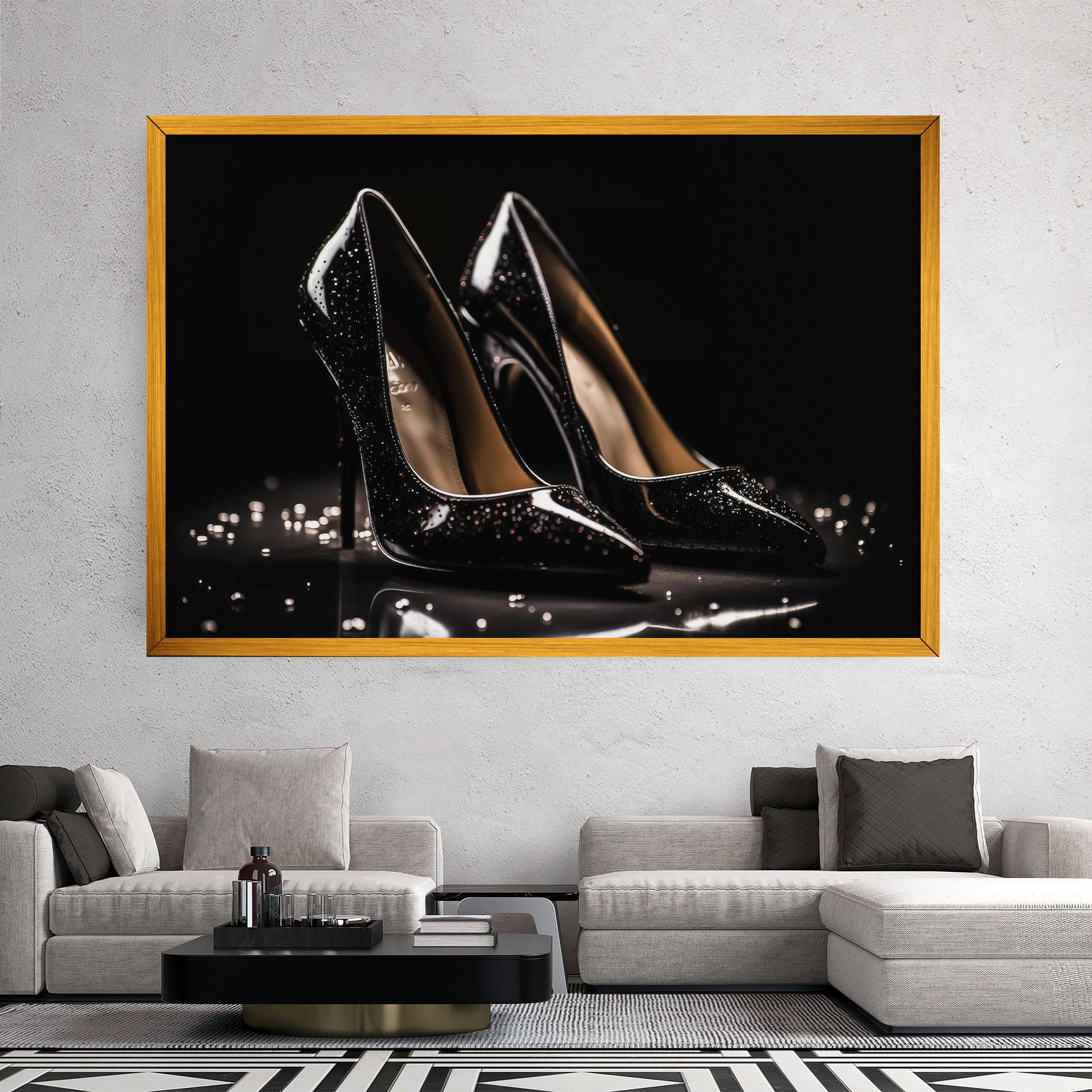 Vászonkép Black Leather Shoe mockup 2