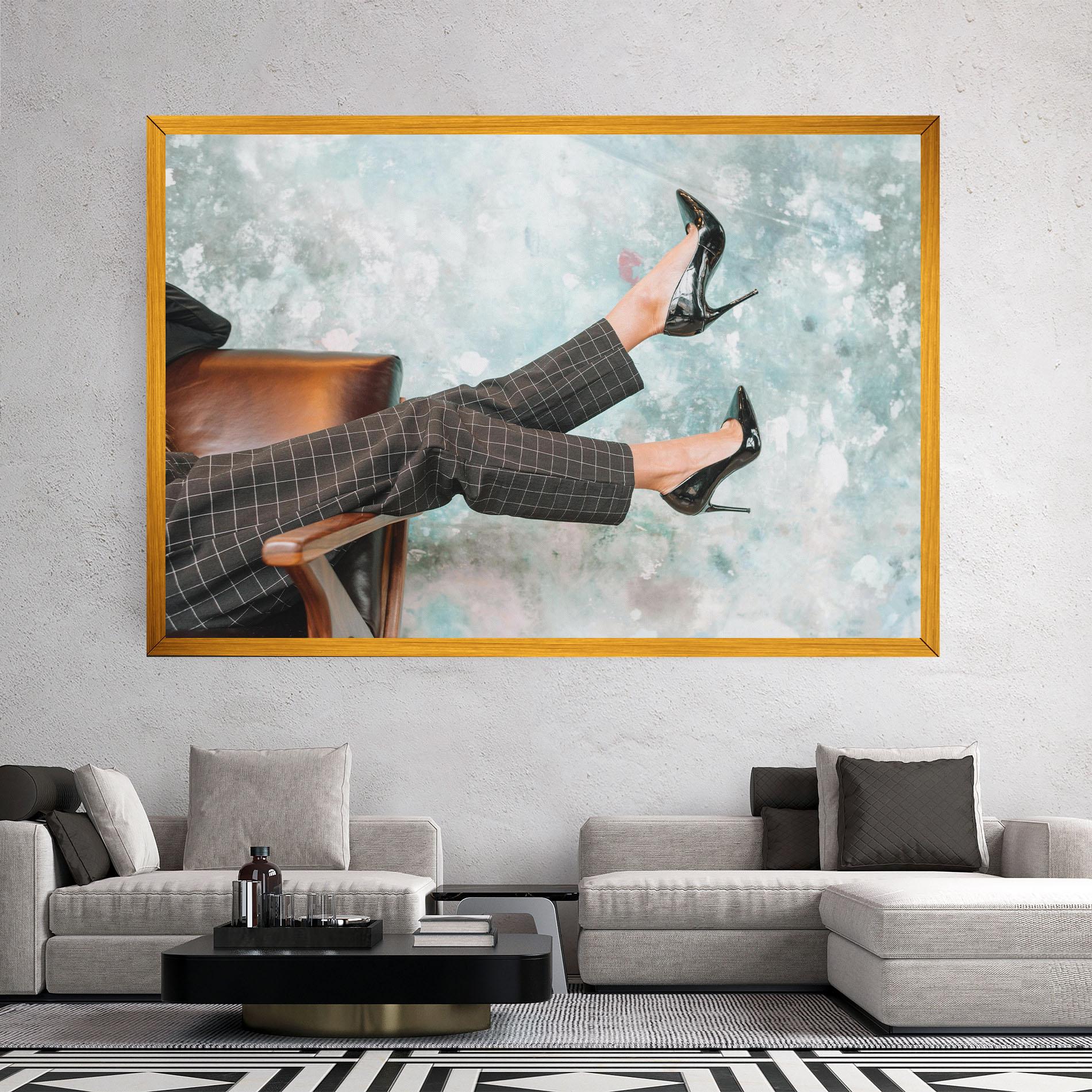 Vászonkép Black Shoes On Chair mockup 2