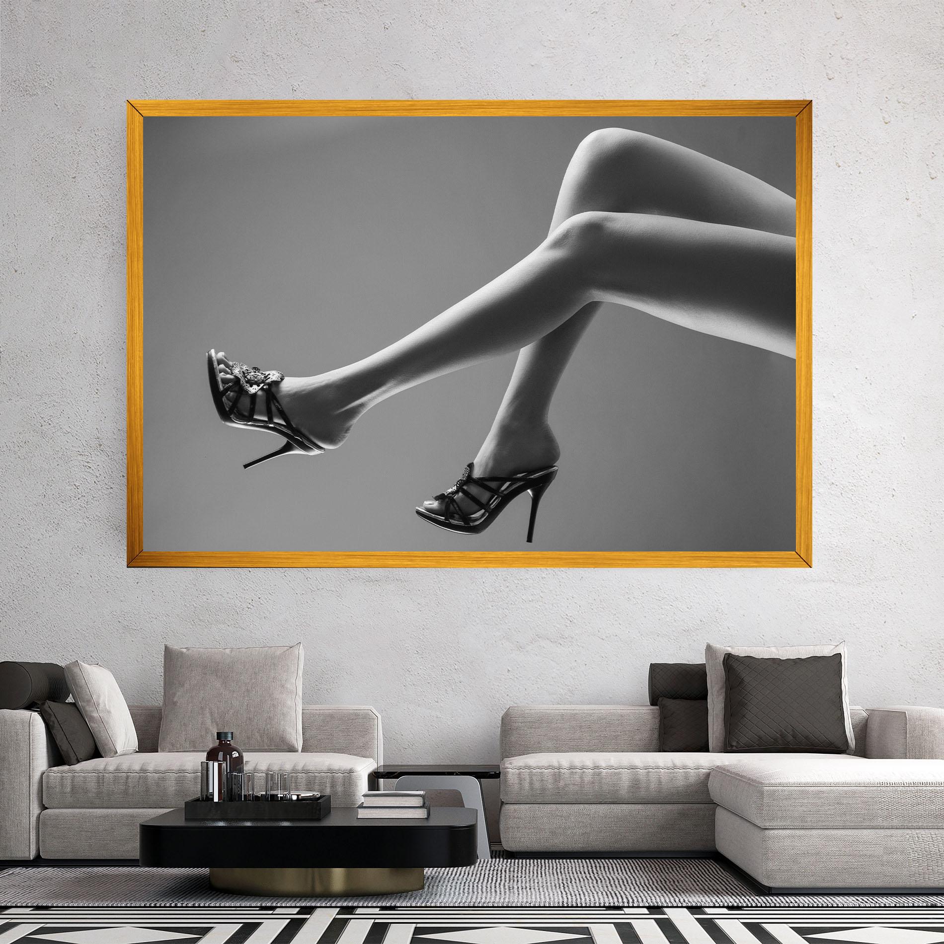 Vászonkép Black Shoes On Grey mockup 2