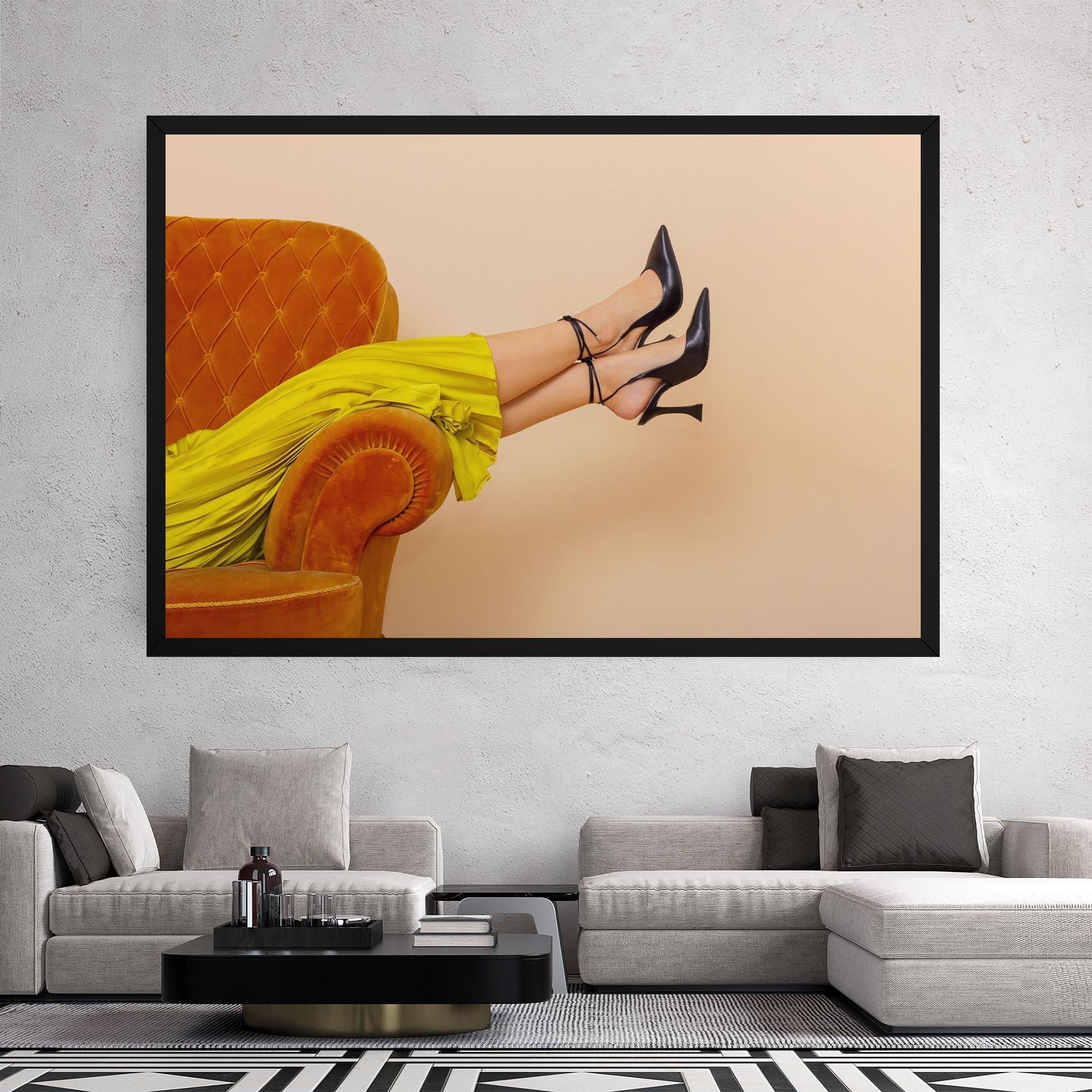 Vászonkép Black Heals On Cream mockup 2