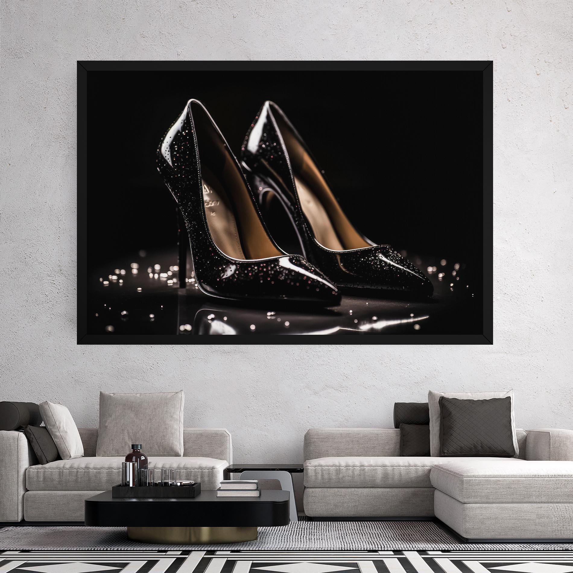 Vászonkép Black Leather Shoe mockup 2