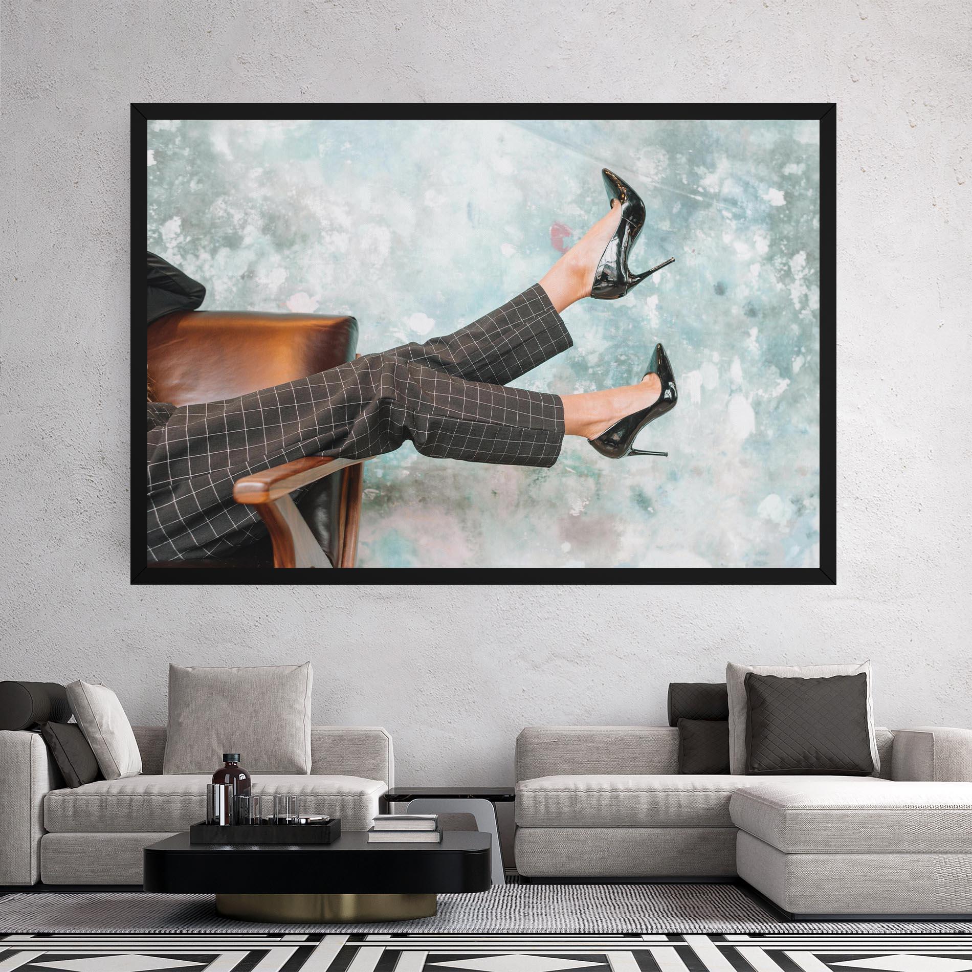 Vászonkép Black Shoes On Chair mockup 2