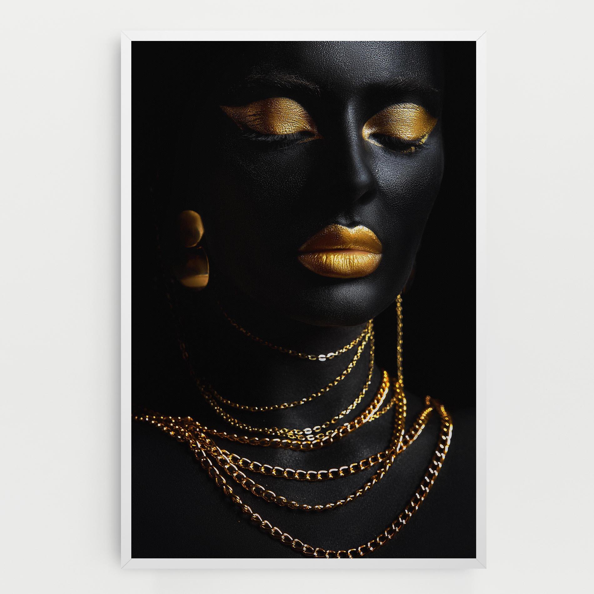 Vászonkép Gold Makeup Lips mockup 0