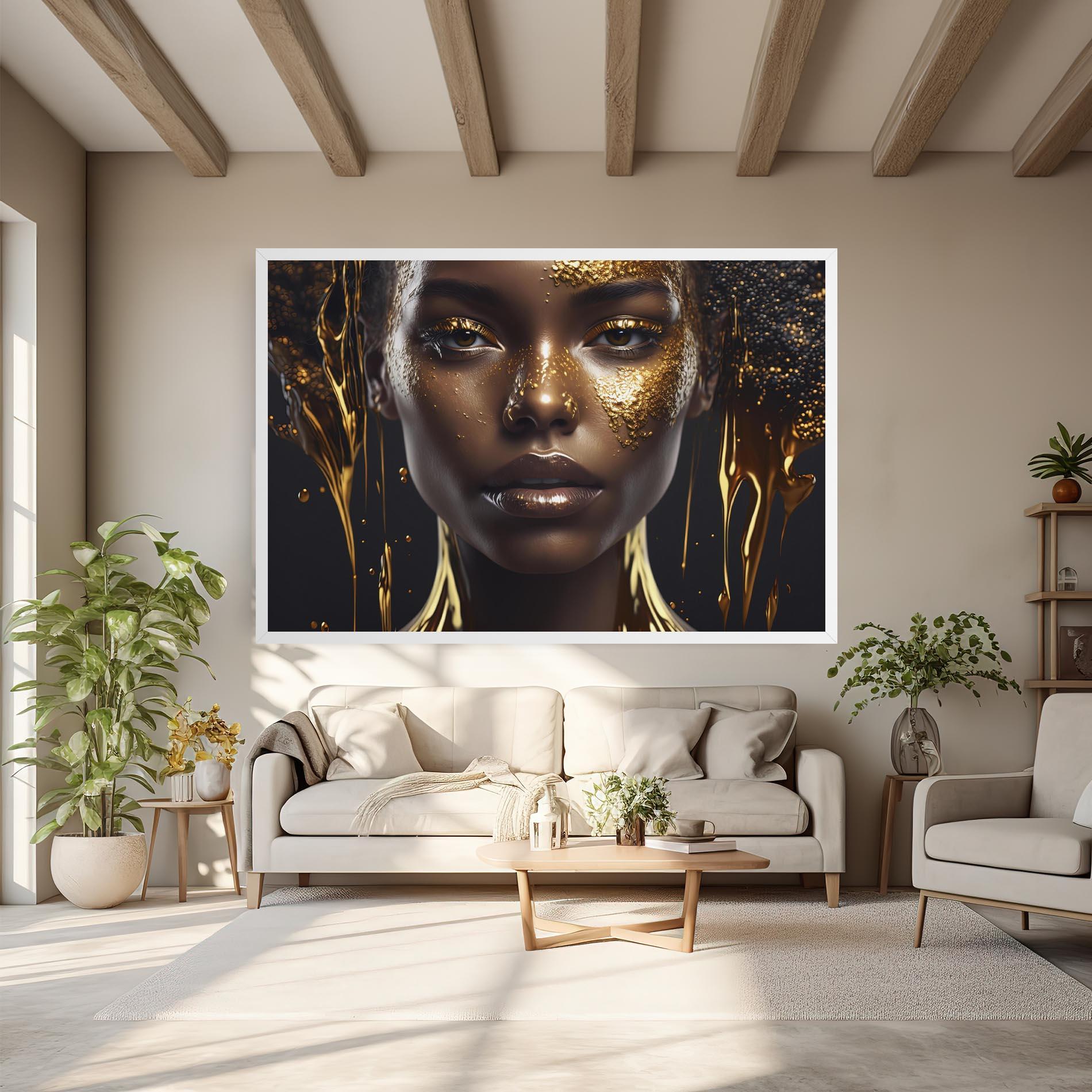 Vászonkép Gold Portrait Falling mockup 6