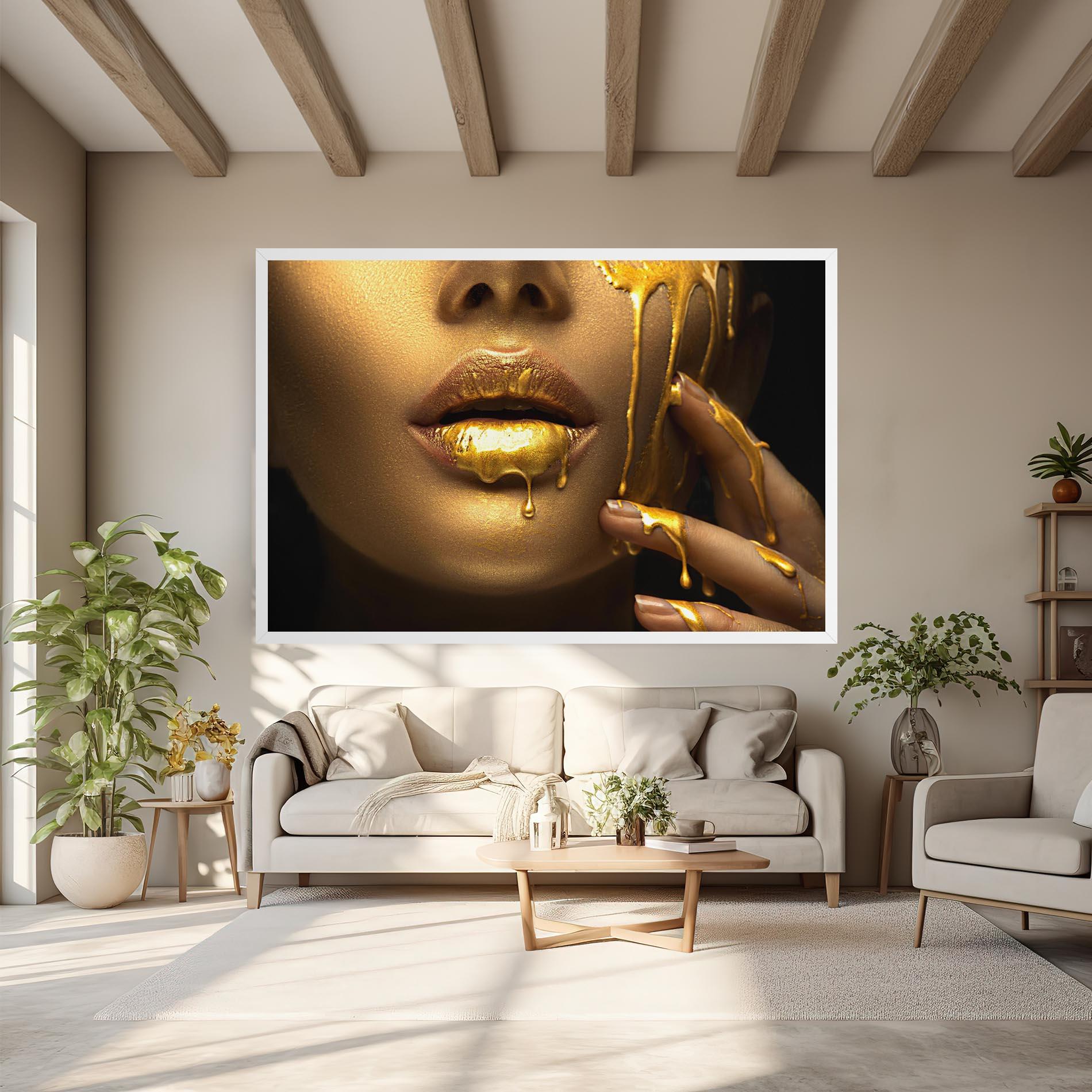 Vászonkép Golden Lips mockup 6