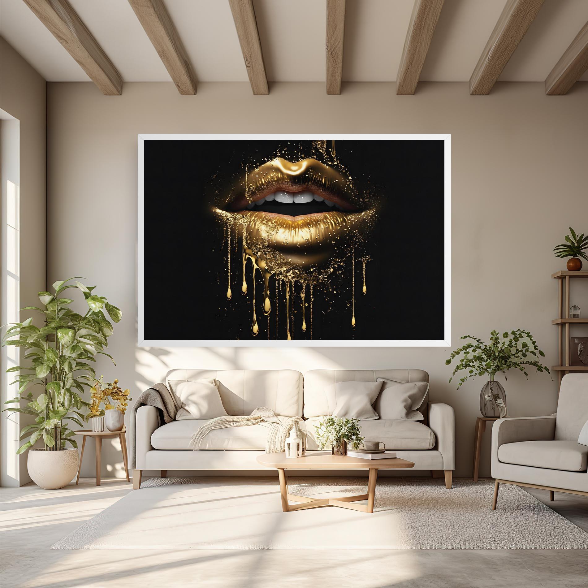 Vászonkép Golden Luxury Lips mockup 6