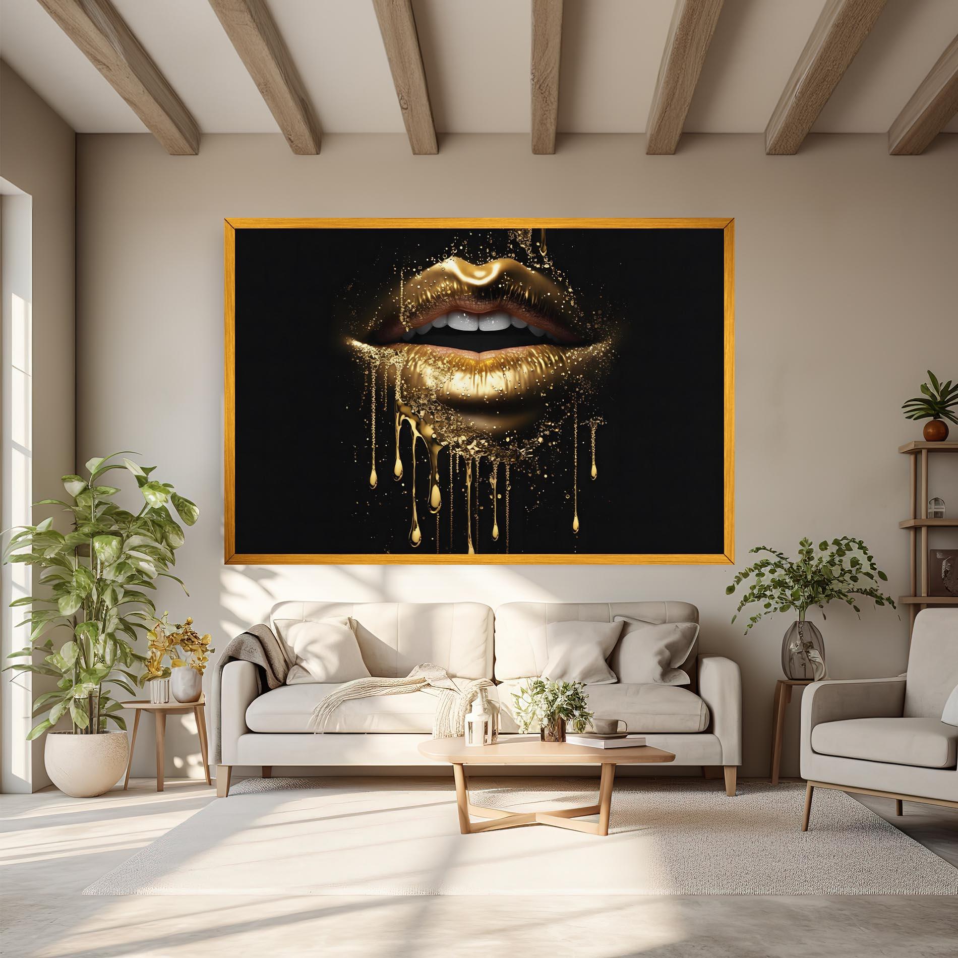 Vászonkép Golden Luxury Lips mockup 6