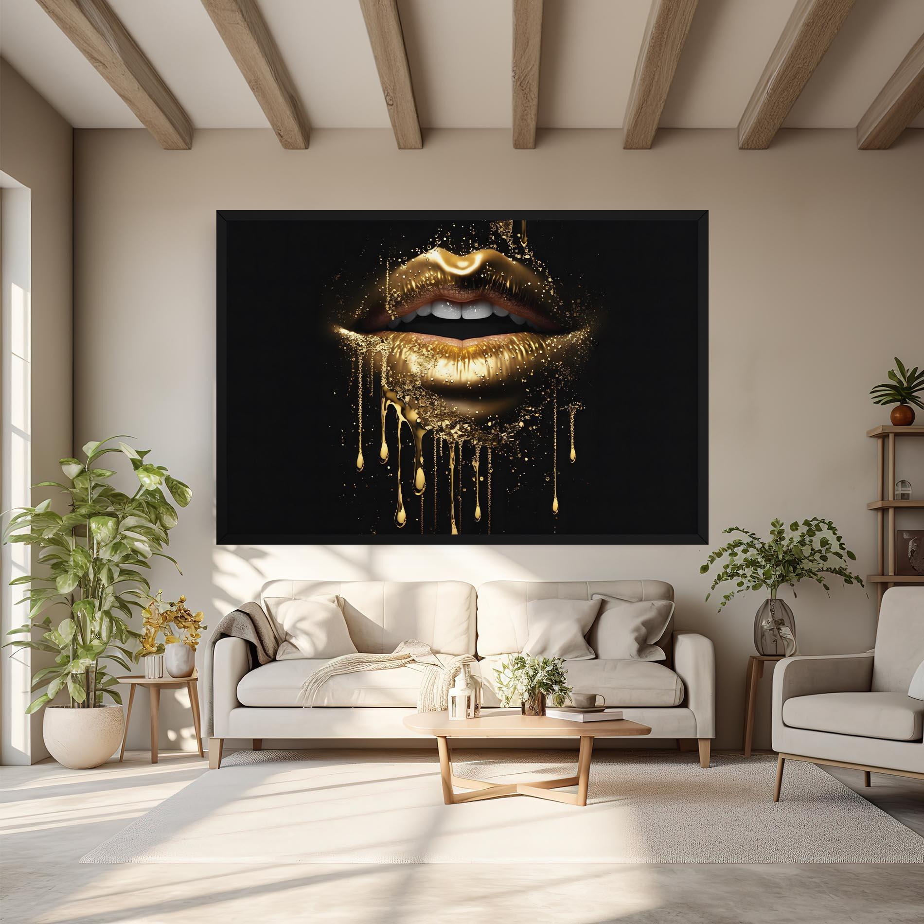 Vászonkép Golden Luxury Lips mockup 6