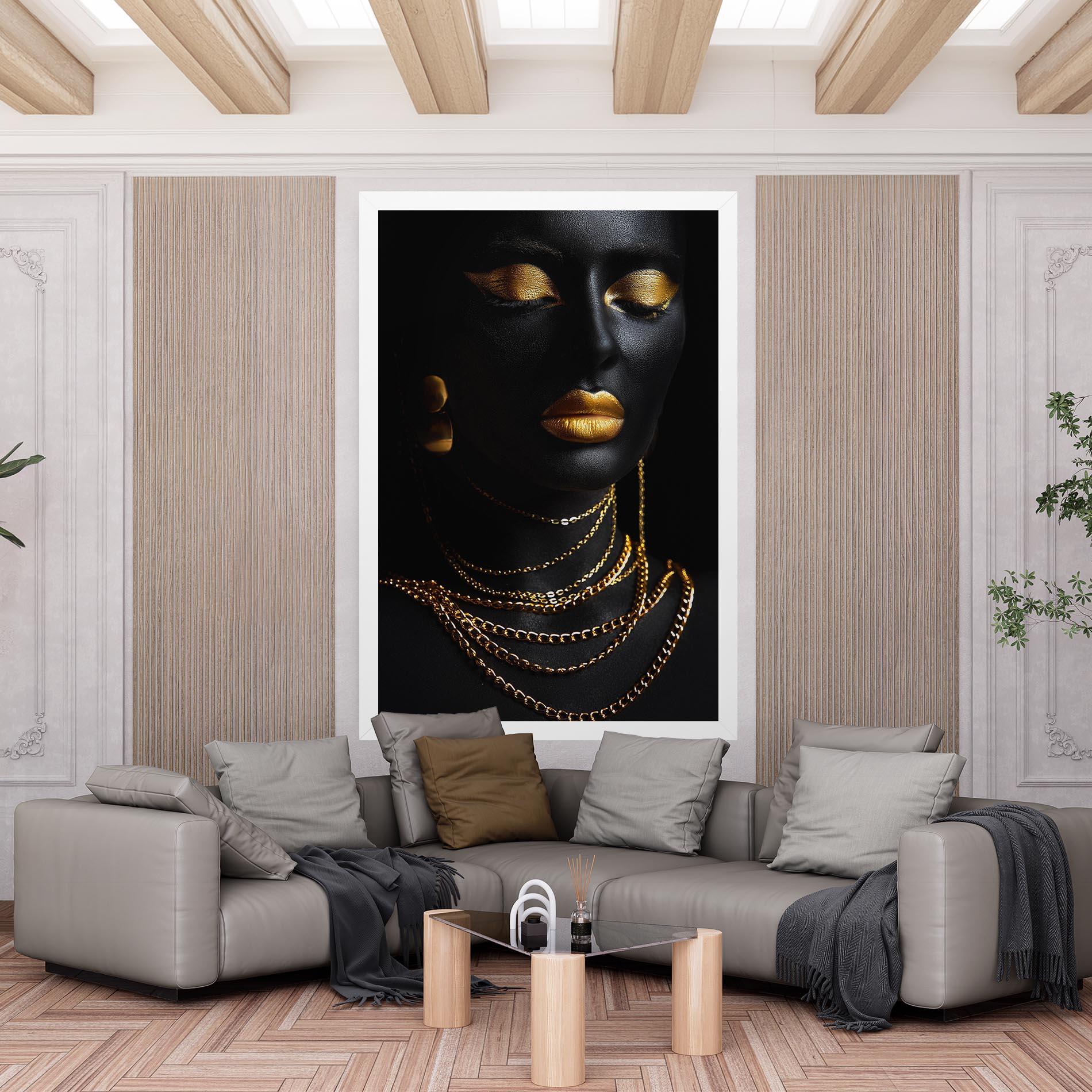 Vászonkép Gold Makeup Lips mockup 6