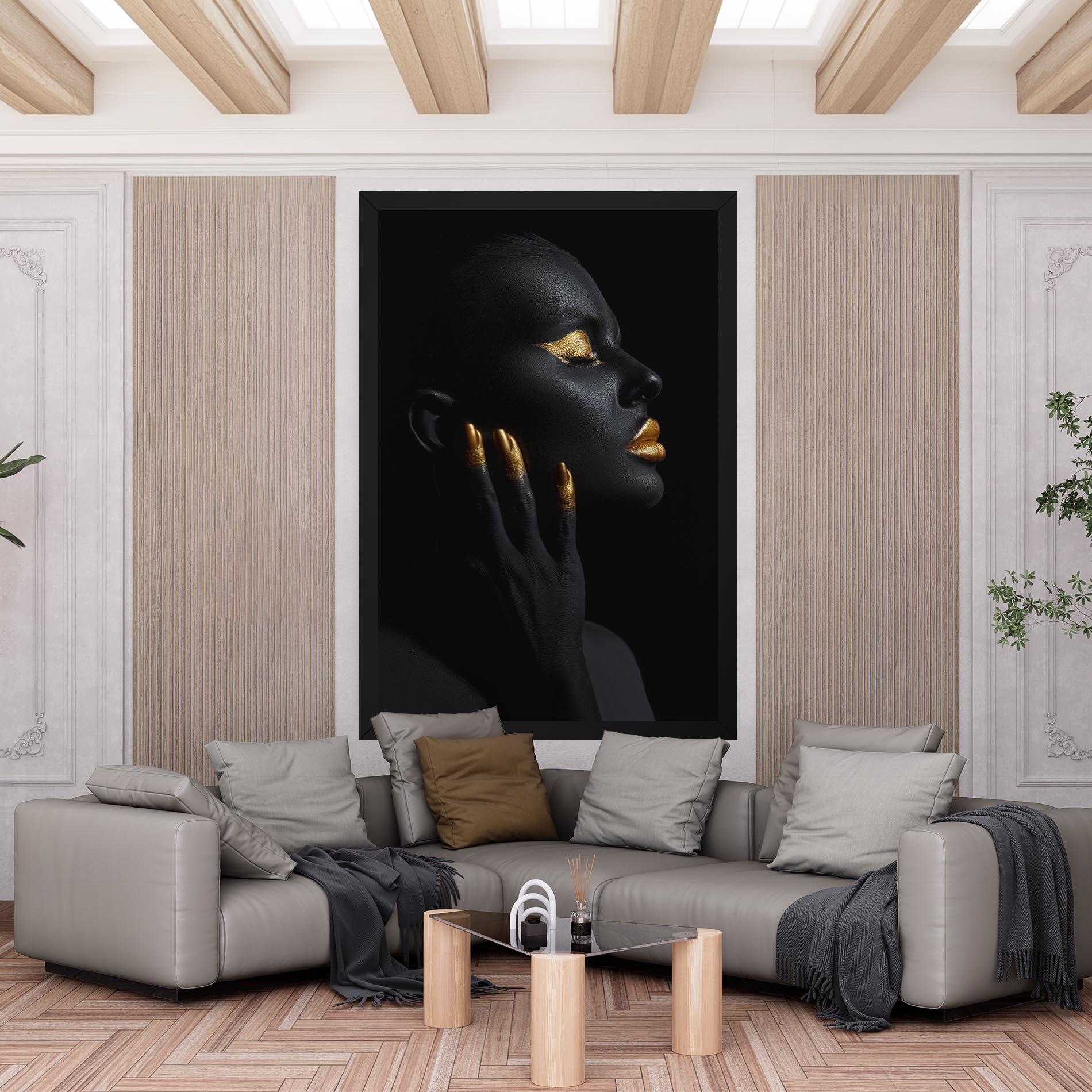 Vászonkép Gold Black Paint mockup 6