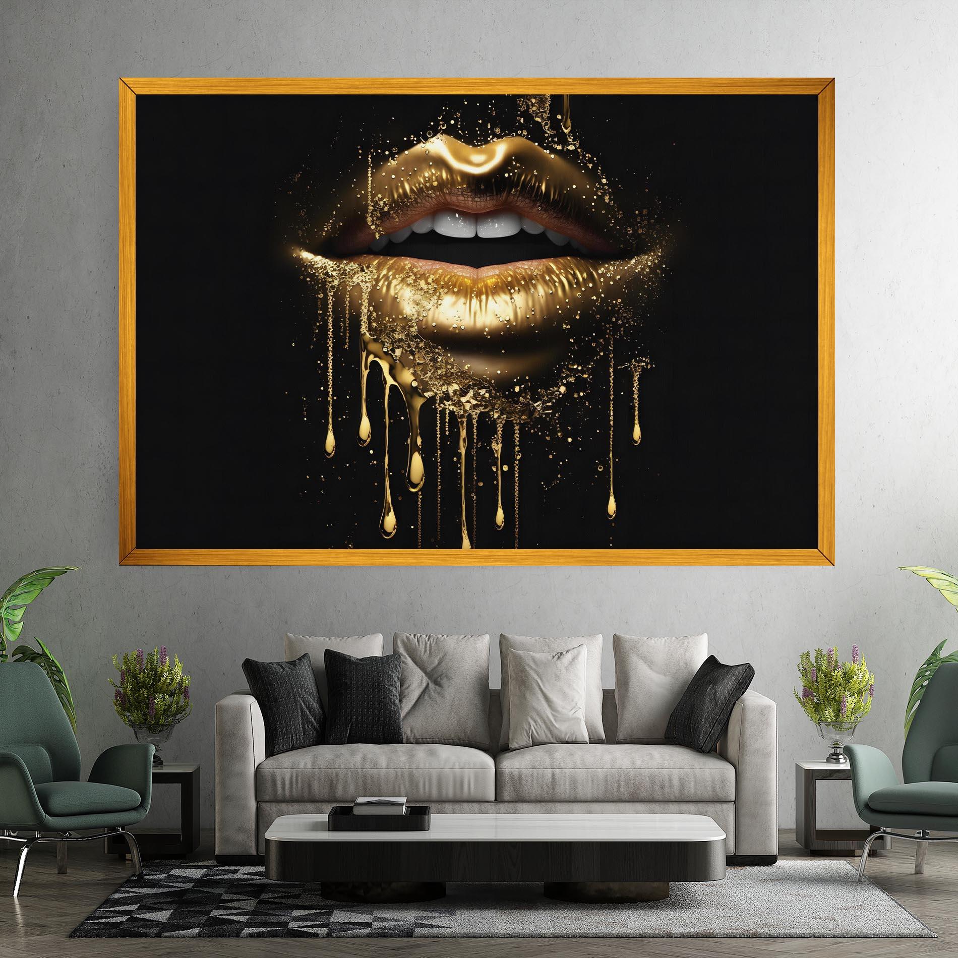 Vászonkép Golden Luxury Lips mockup 7