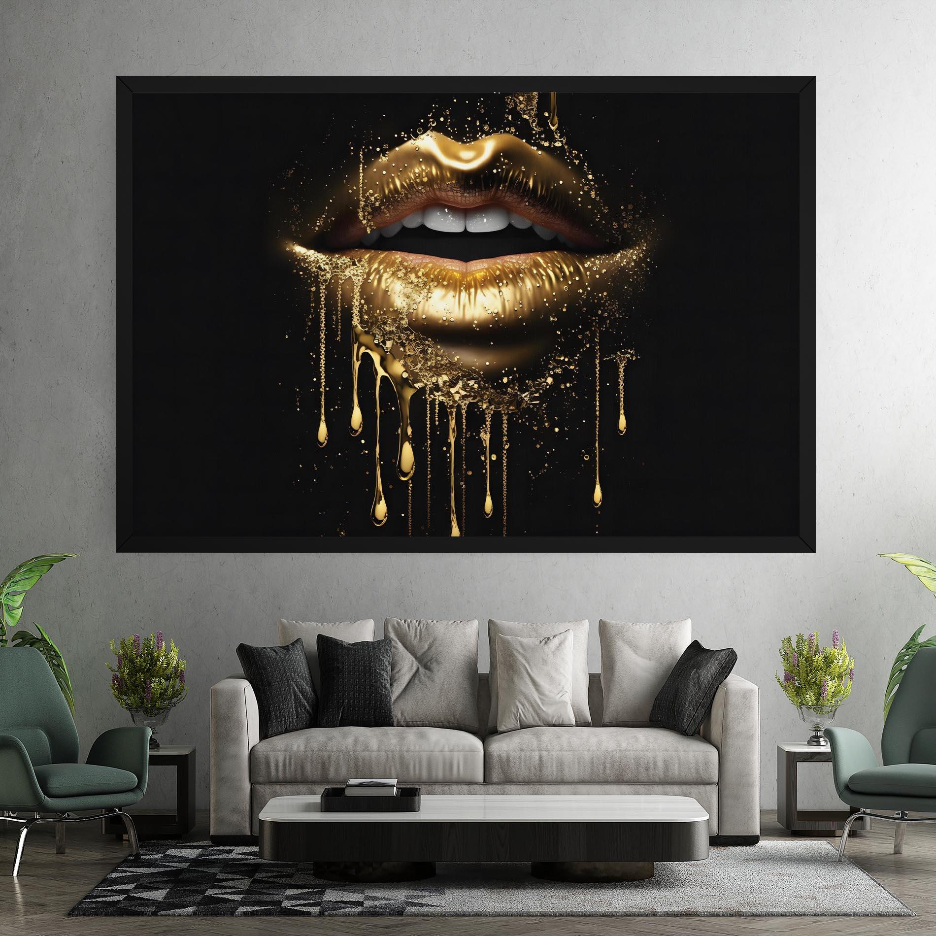 Vászonkép Golden Luxury Lips mockup 7