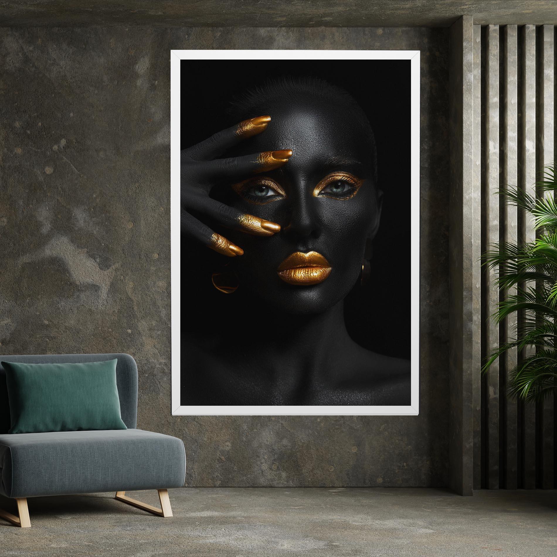 Vászonkép Gold Makeup Nails mockup 7