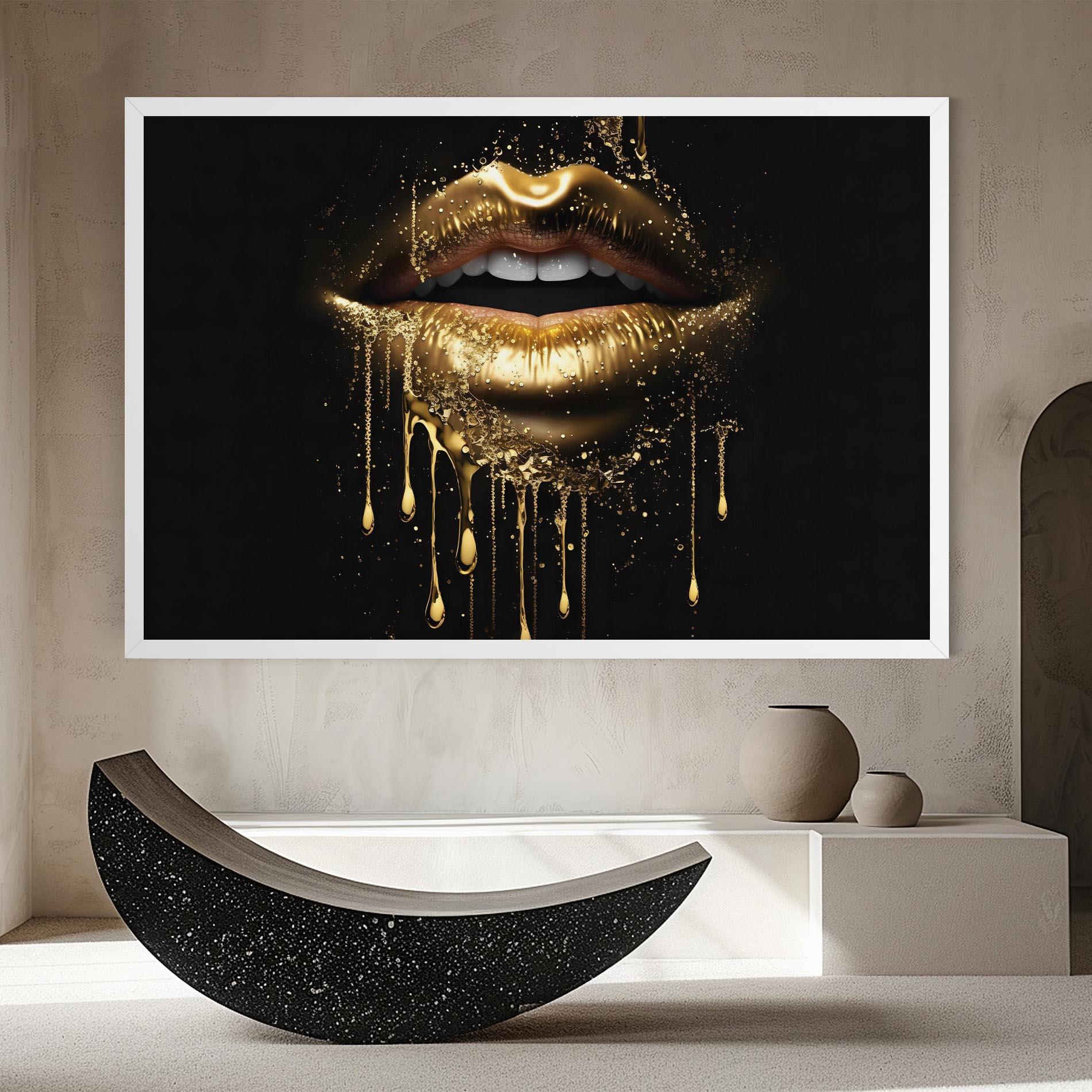 Vászonkép Golden Luxury Lips mockup 8