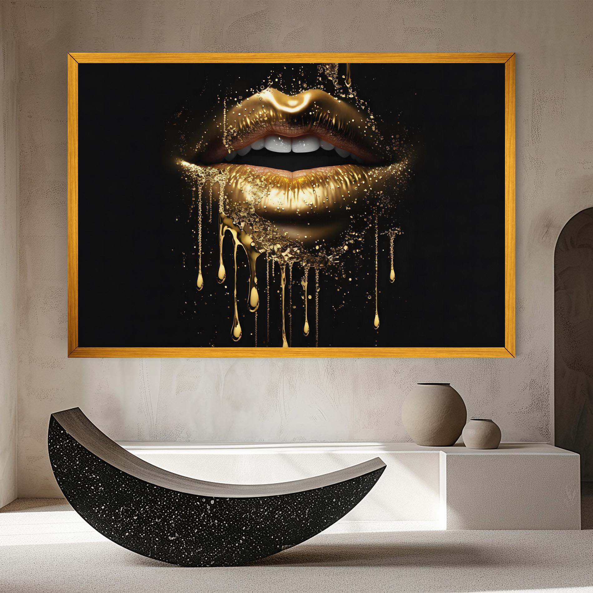Vászonkép Golden Luxury Lips mockup 8