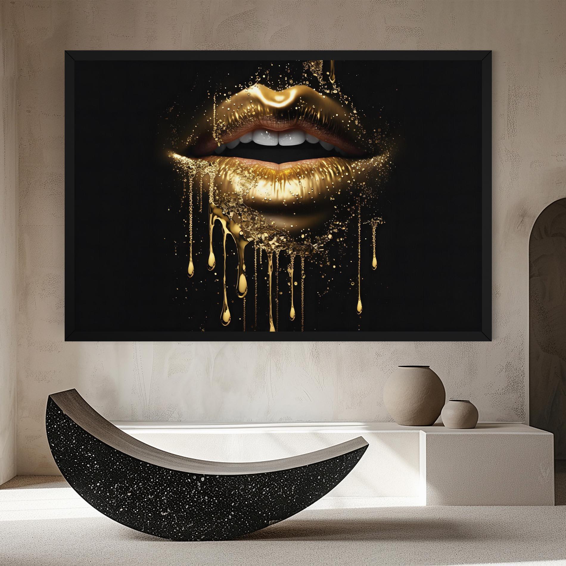 Vászonkép Golden Luxury Lips mockup 8
