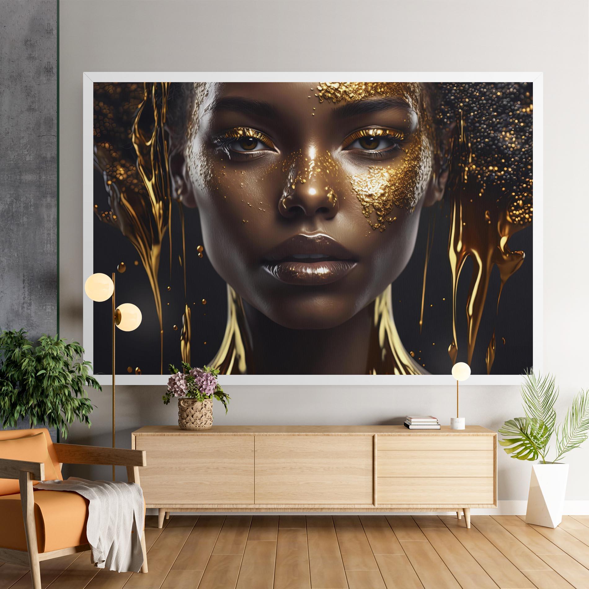 Vászonkép Gold Portrait Falling mockup 9