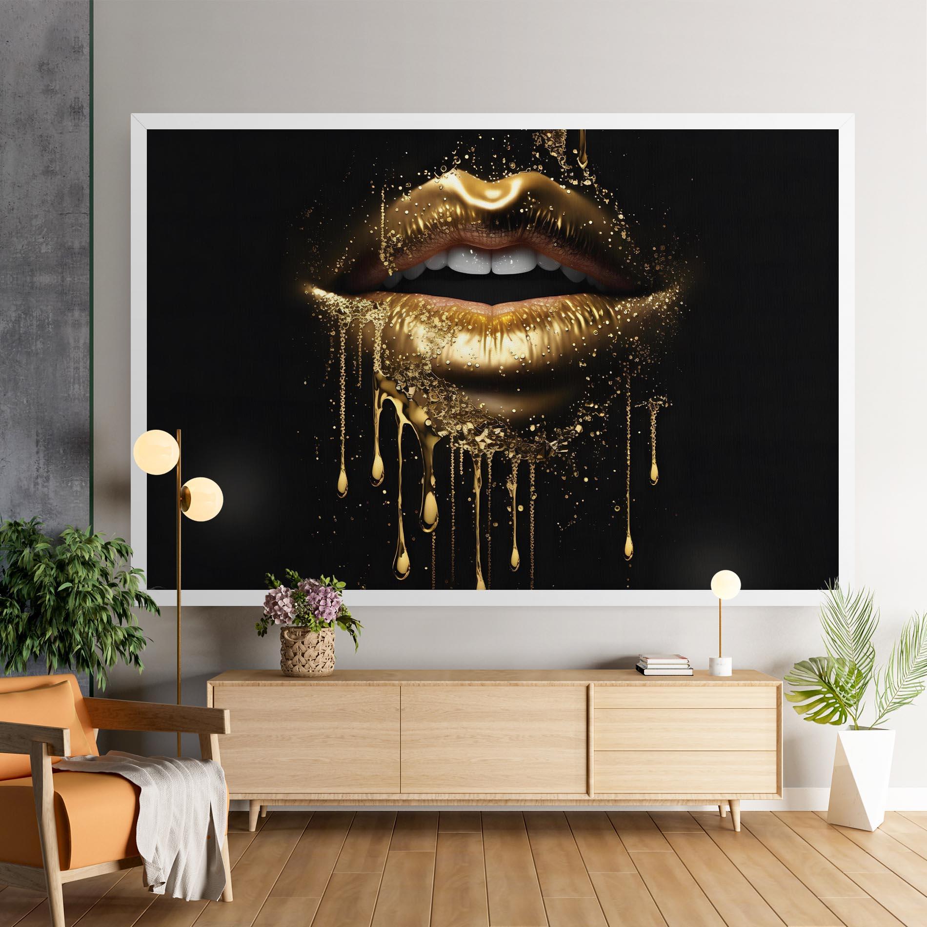 Vászonkép Golden Luxury Lips mockup 9