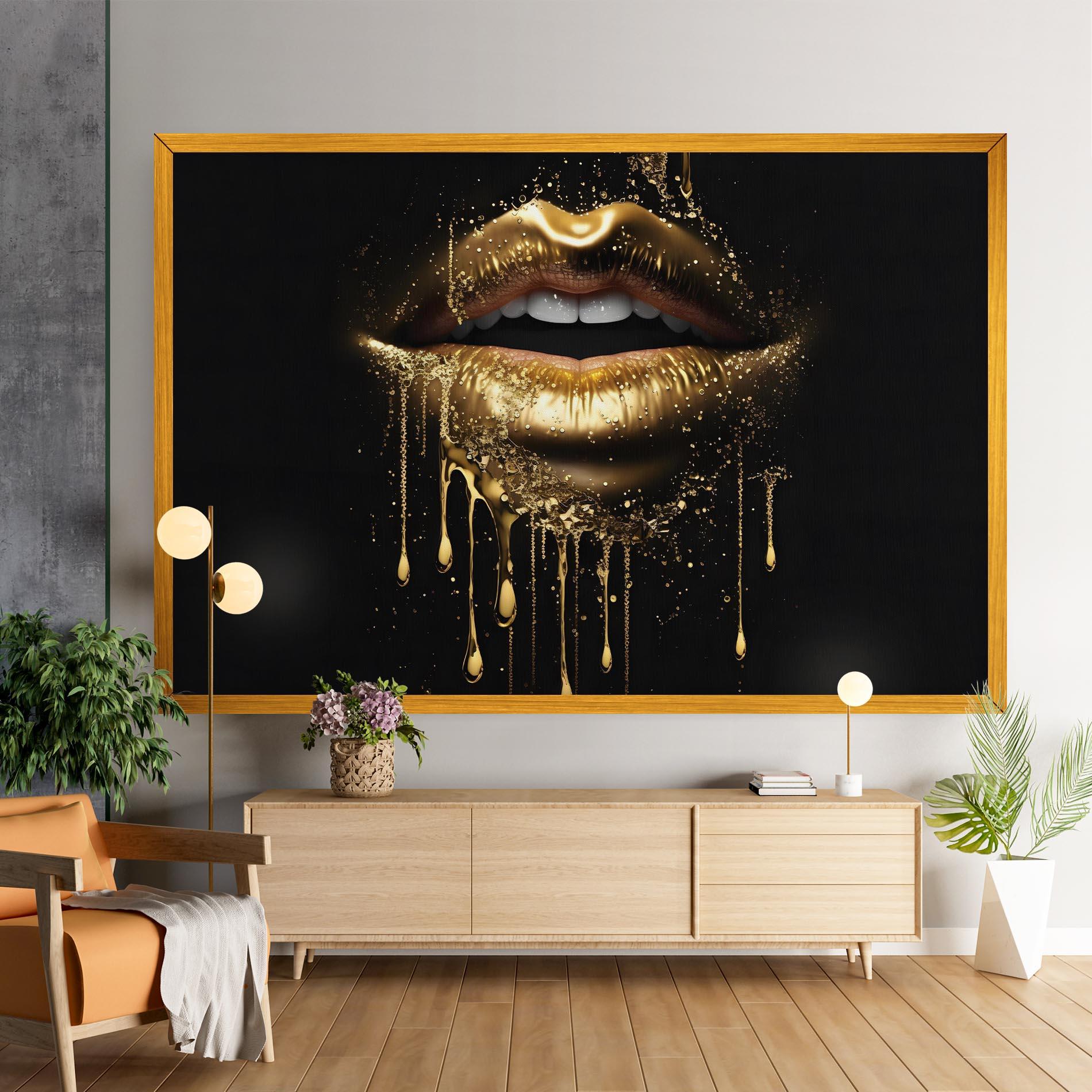 Vászonkép Golden Luxury Lips mockup 9