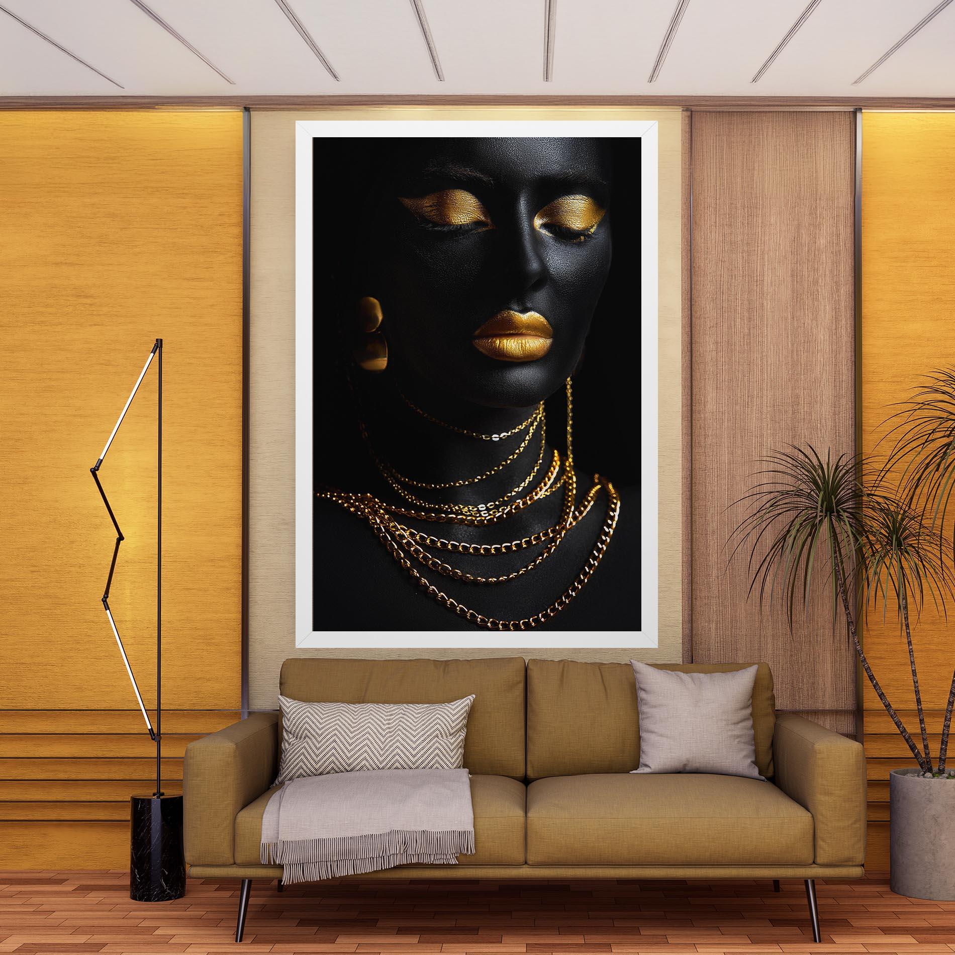 Vászonkép Gold Makeup Lips mockup 9