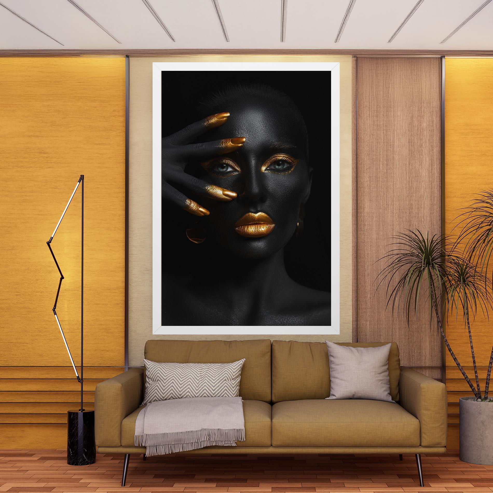 Vászonkép Gold Makeup Nails mockup 9