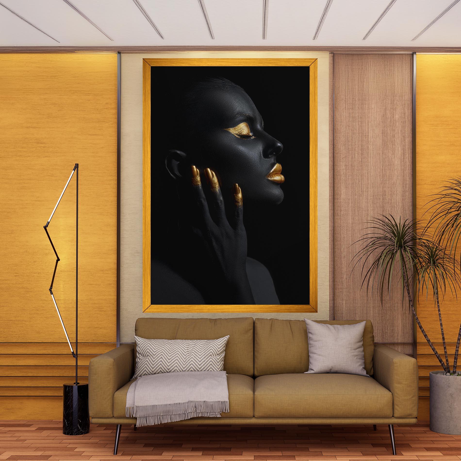 Vászonkép Gold Black Paint mockup 9
