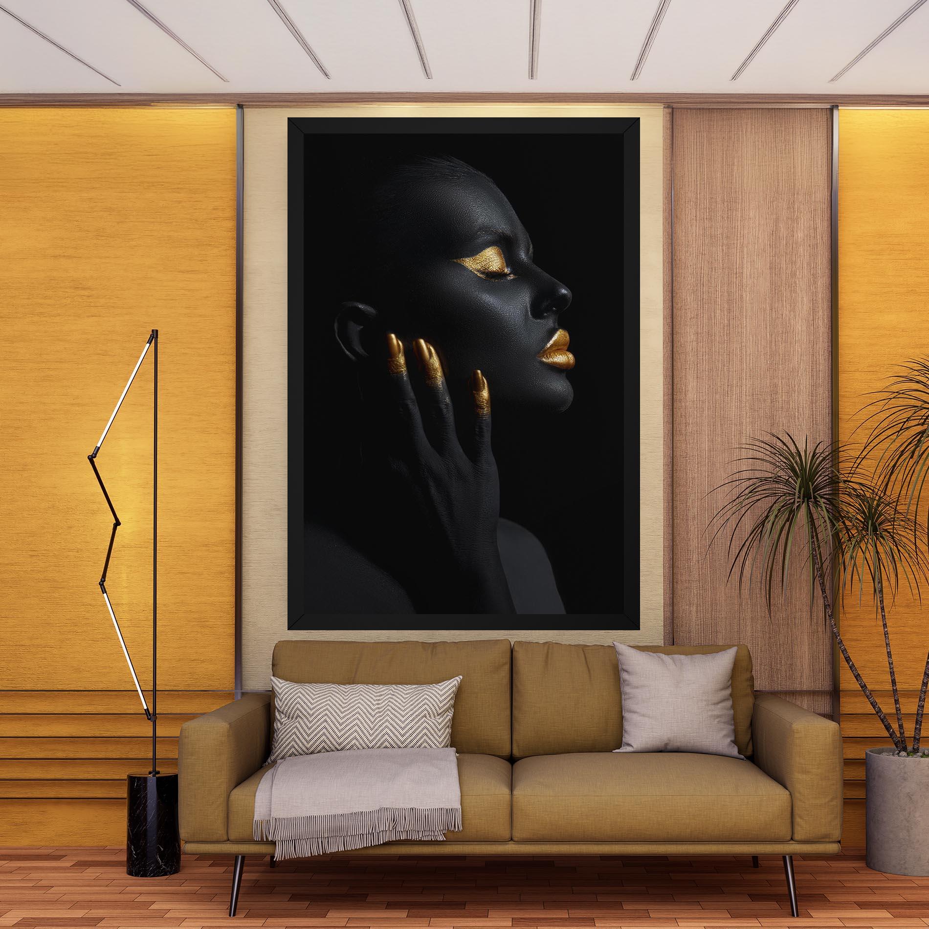Vászonkép Gold Black Paint mockup 9