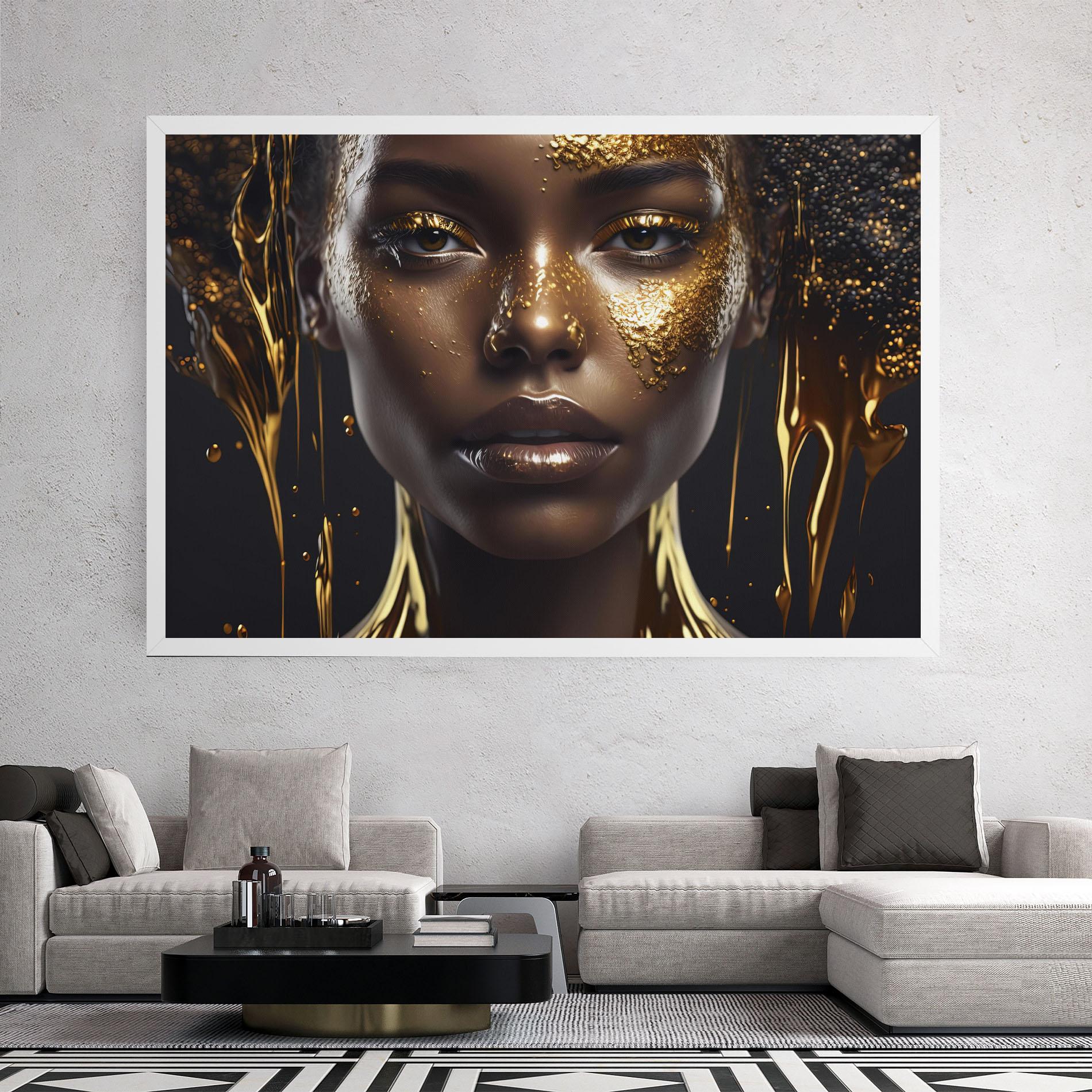 Vászonkép Gold Portrait Falling mockup 2