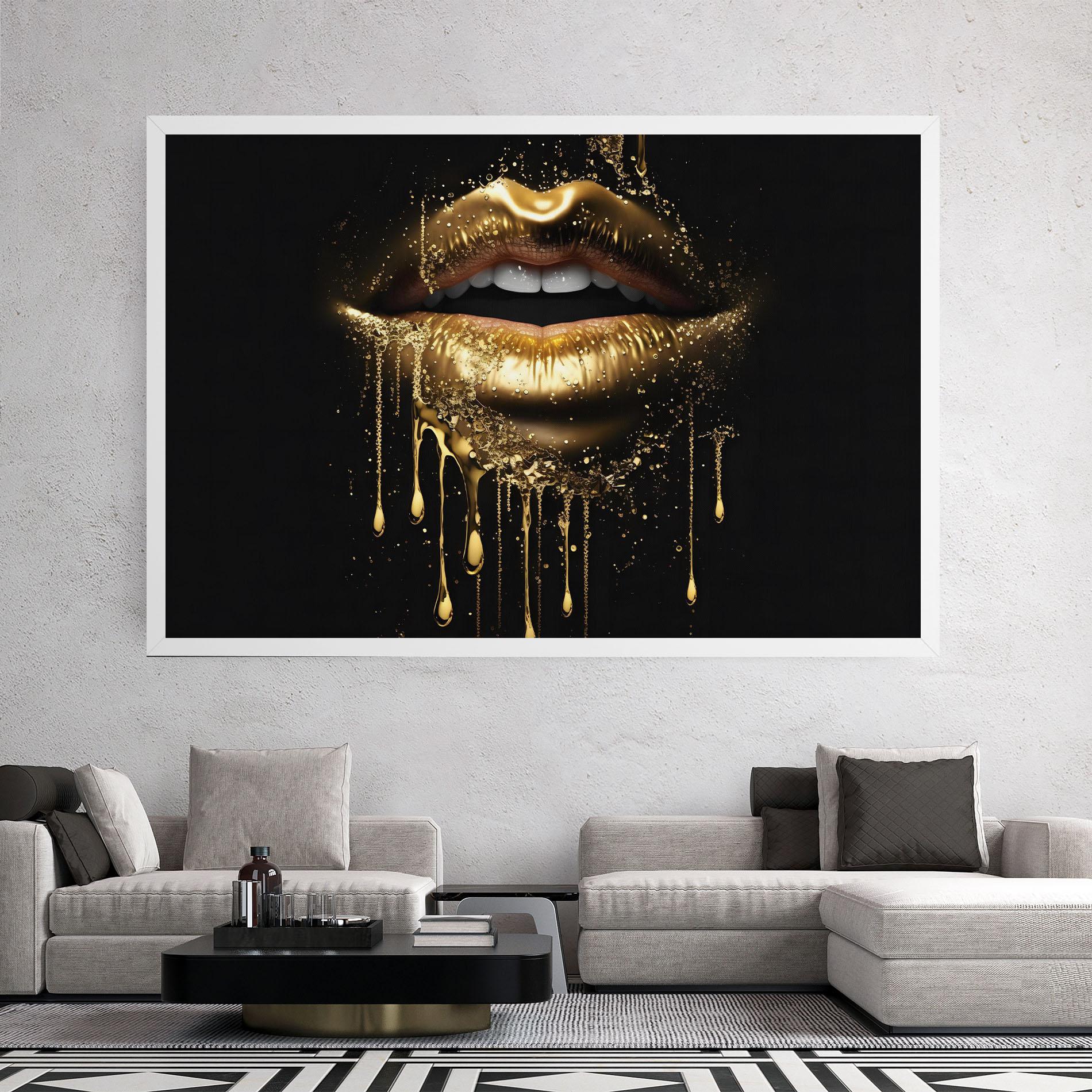Vászonkép Golden Luxury Lips mockup 2
