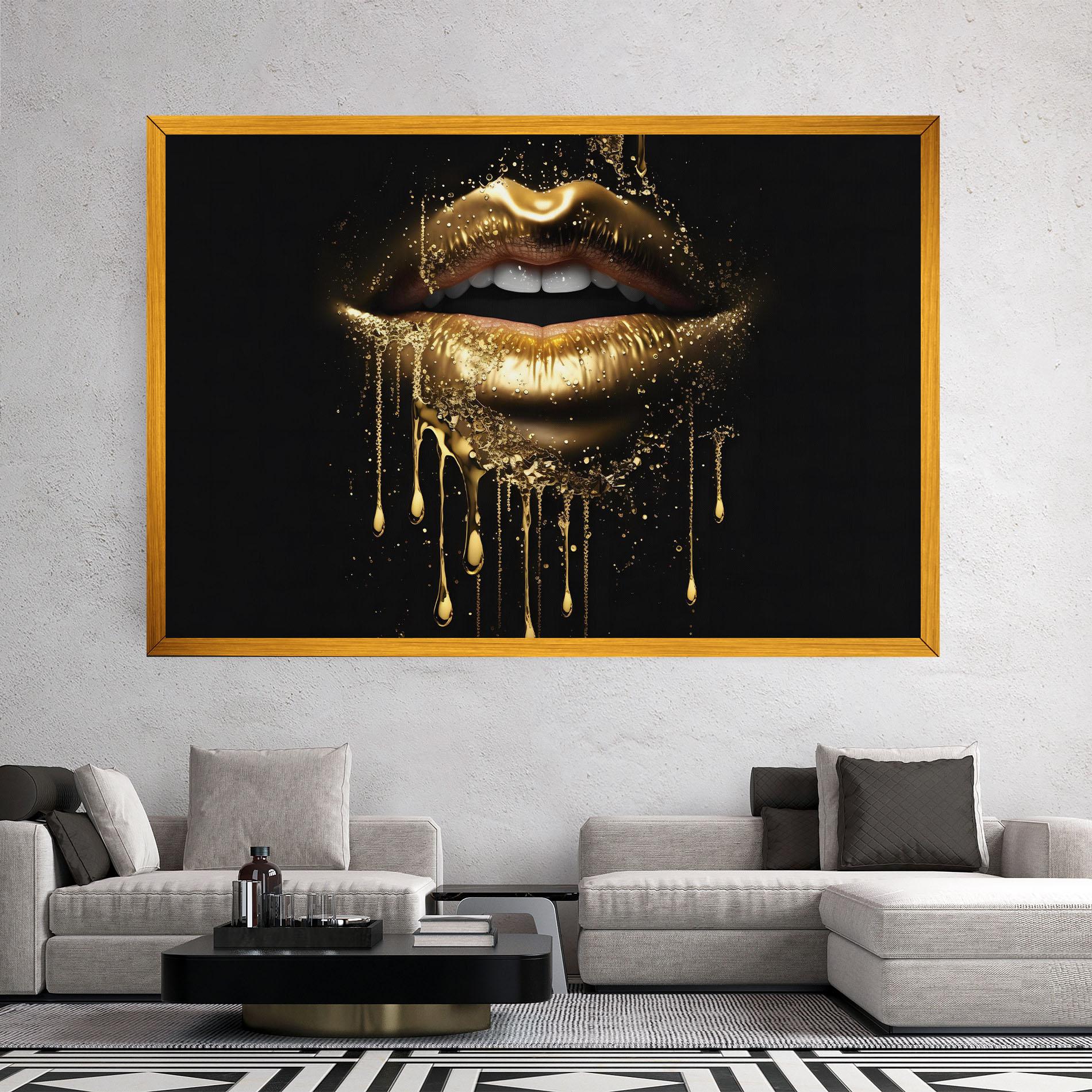 Vászonkép Golden Luxury Lips mockup 2