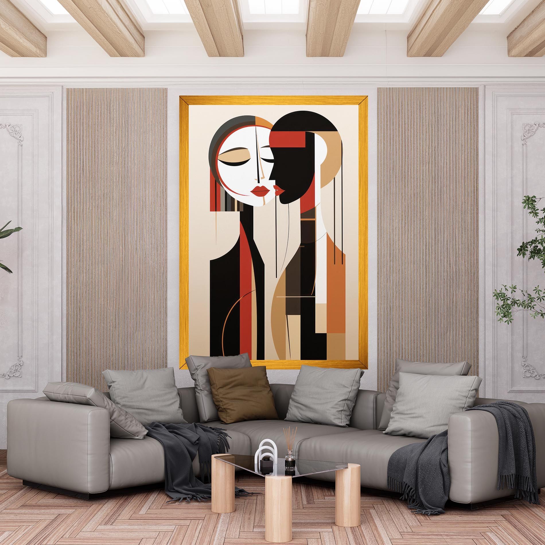 Abstract Couple Kissing mockup 6