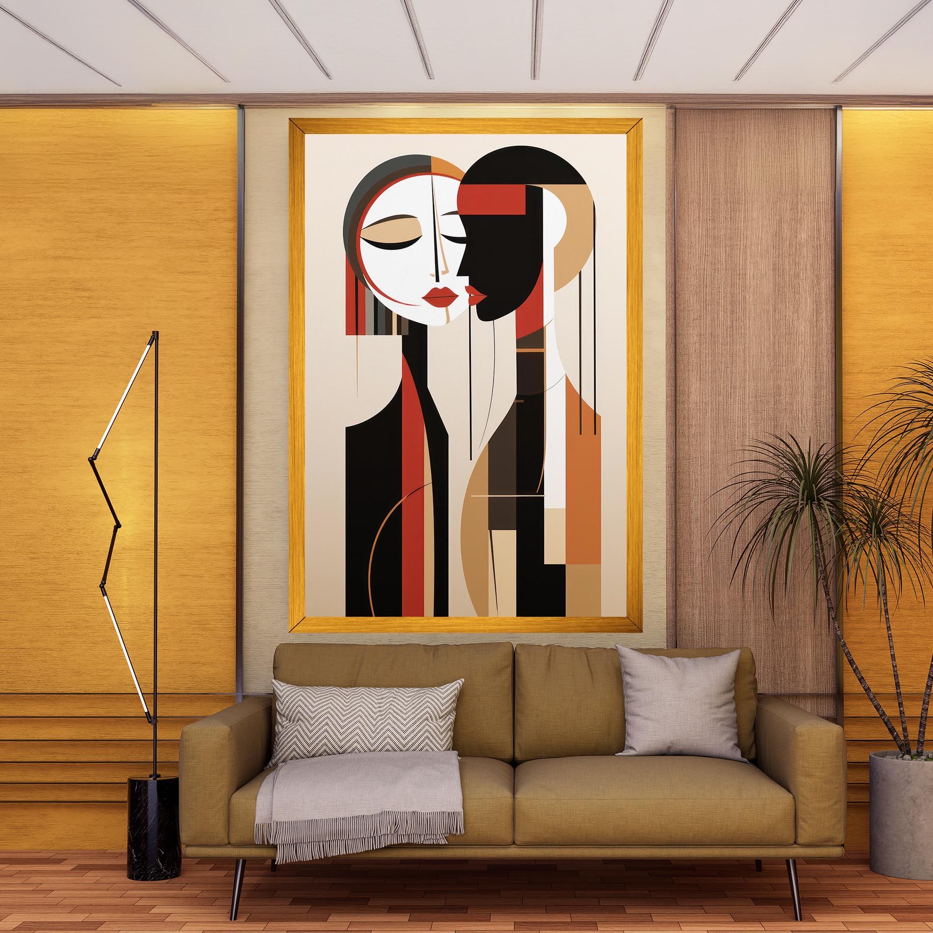 Abstract Couple Kissing mockup 9