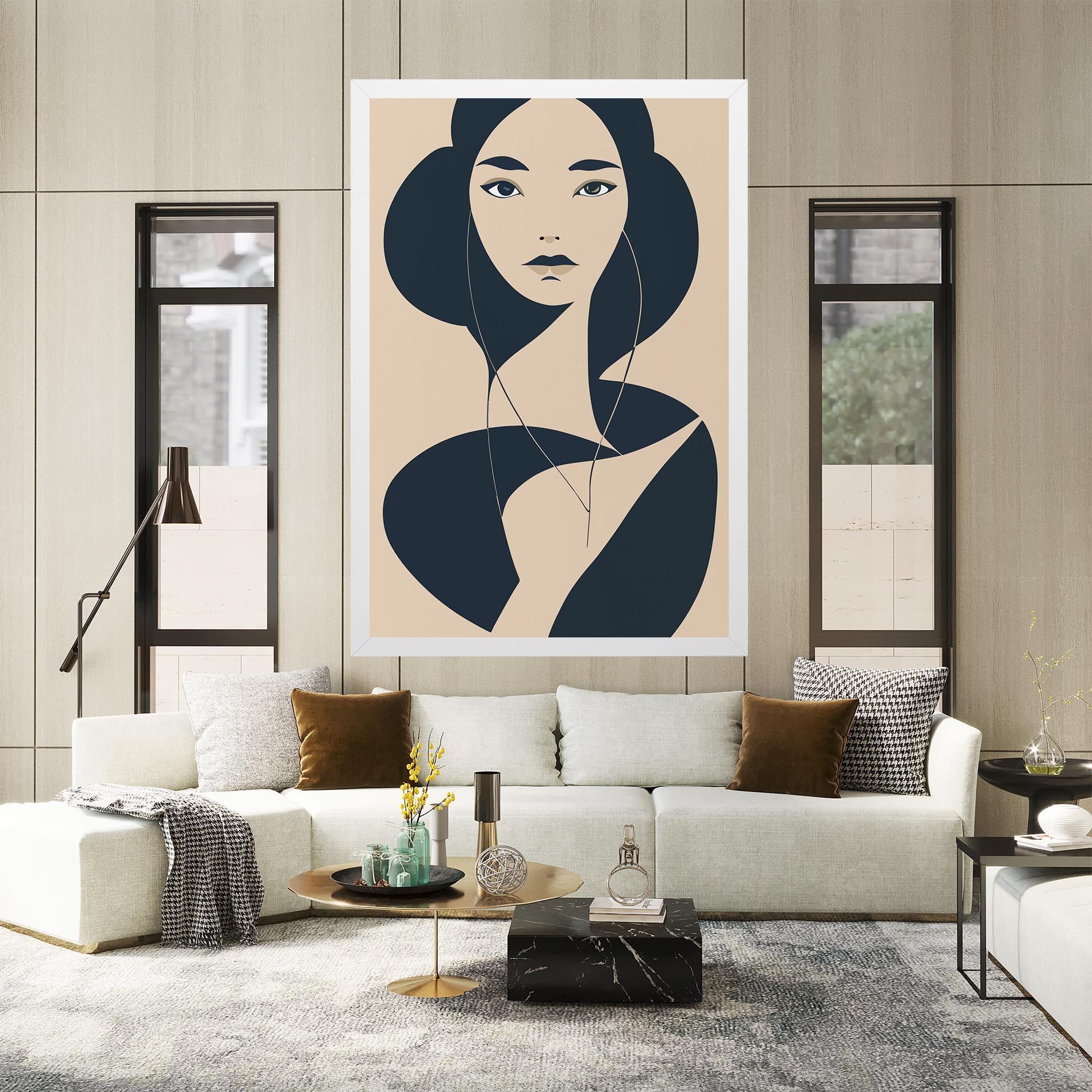 Cream Blue Woman mockup 2