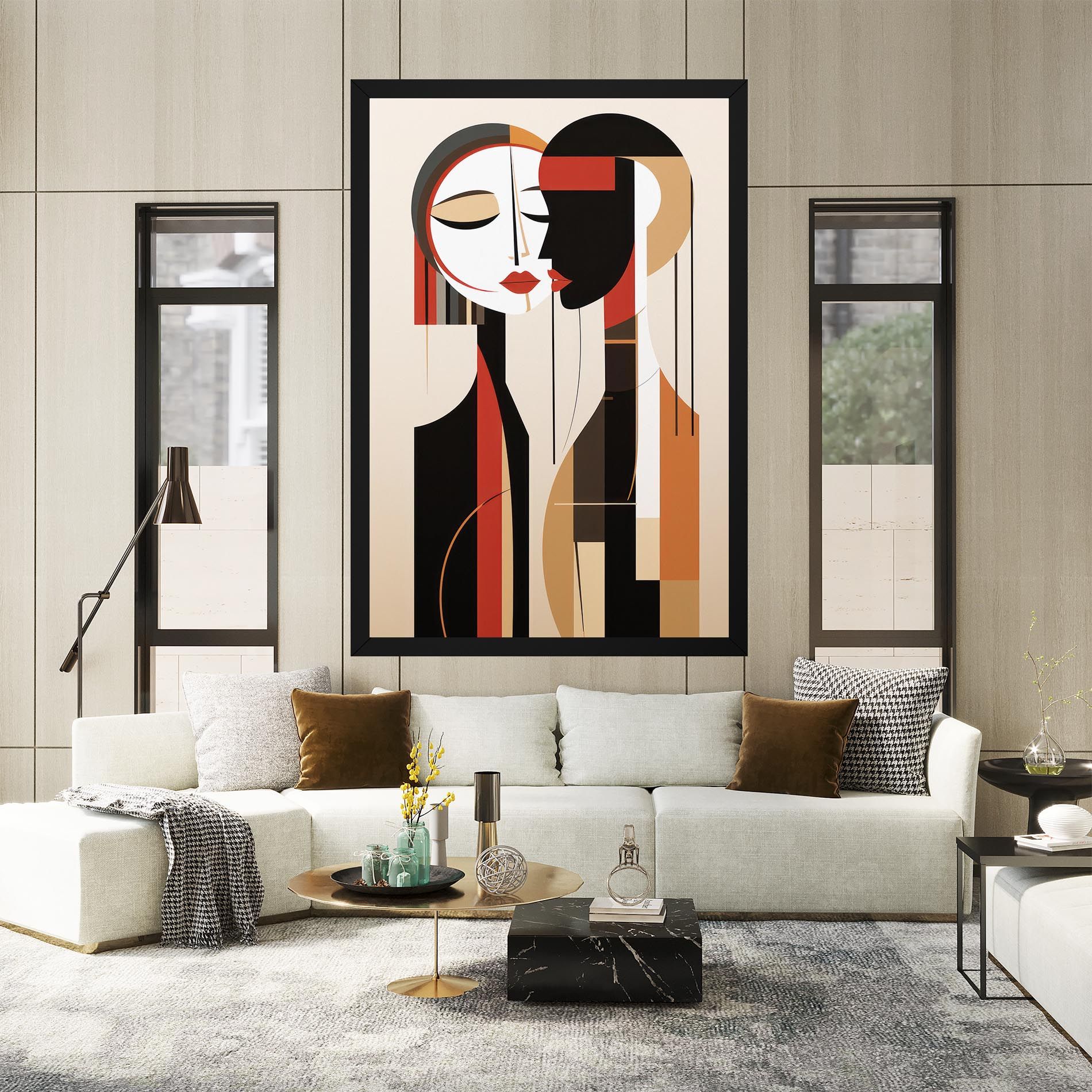 Abstract Couple Kissing mockup 2