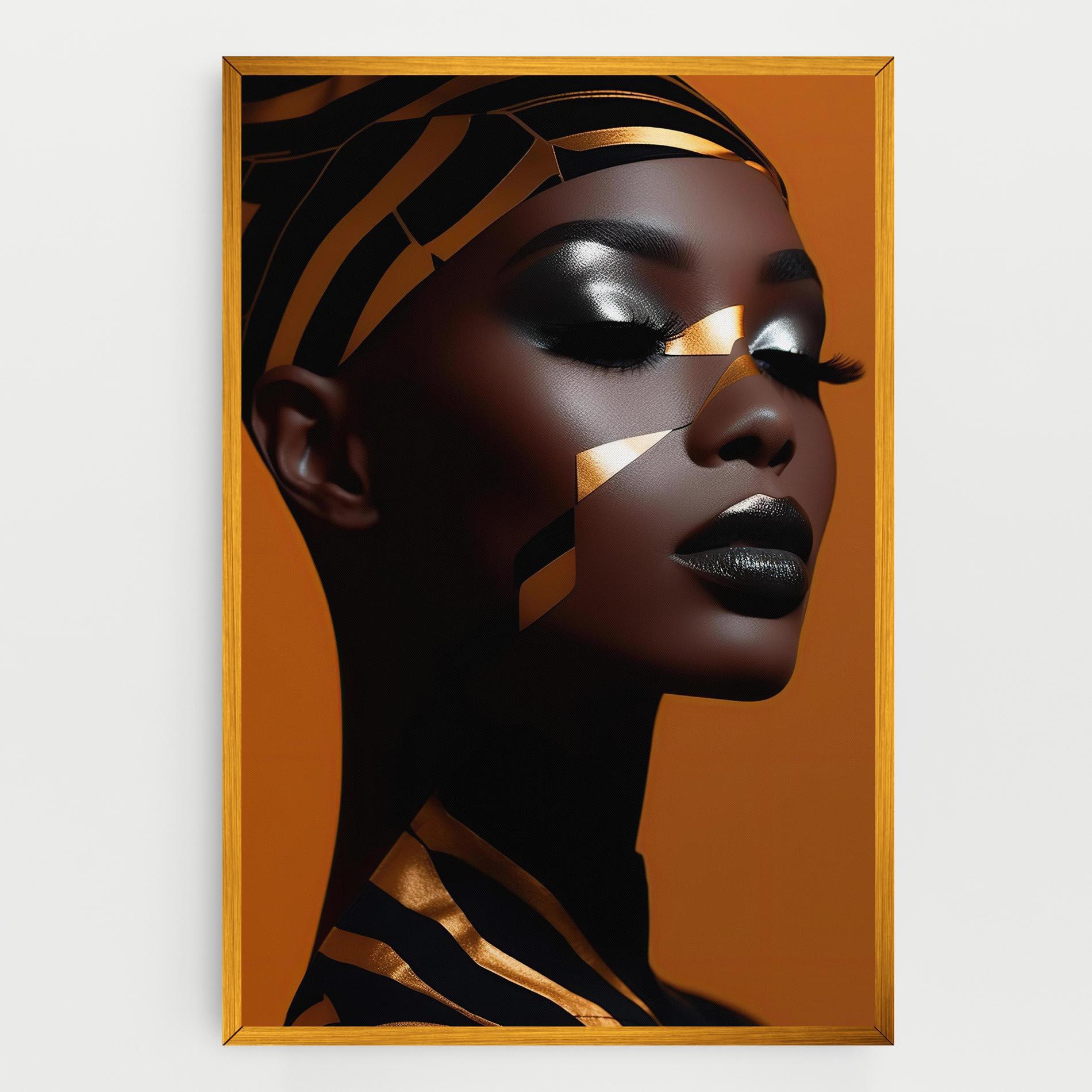 Vászonkép African Woman On Orange mockup 0