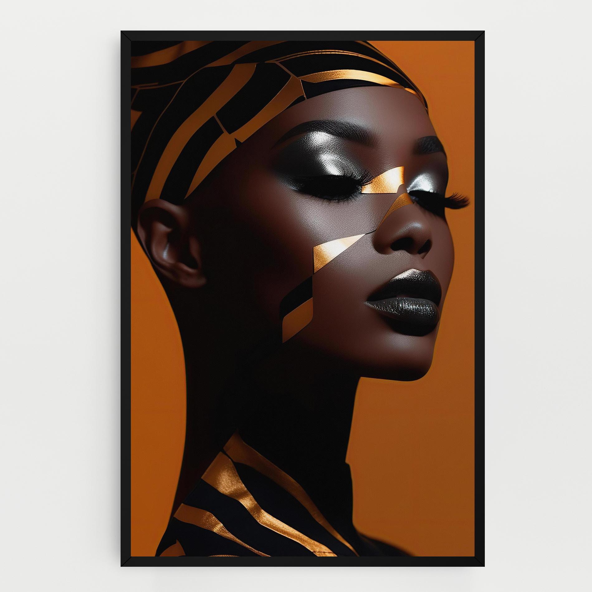 Vászonkép African Woman On Orange mockup 0