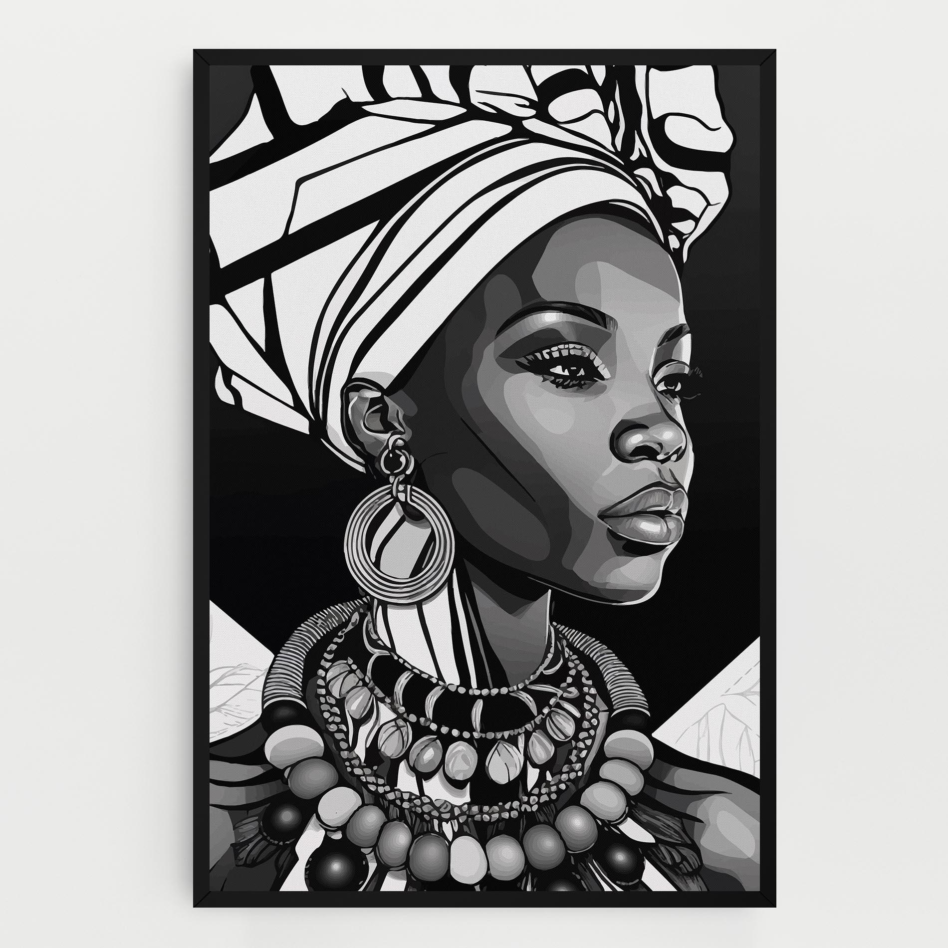 Vászonkép Black White African mockup 0