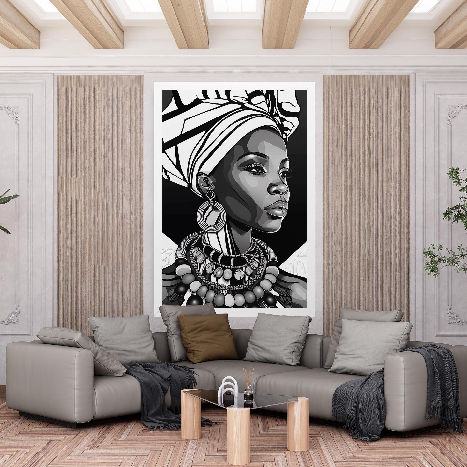 Vászonkép Black White African mockup 6