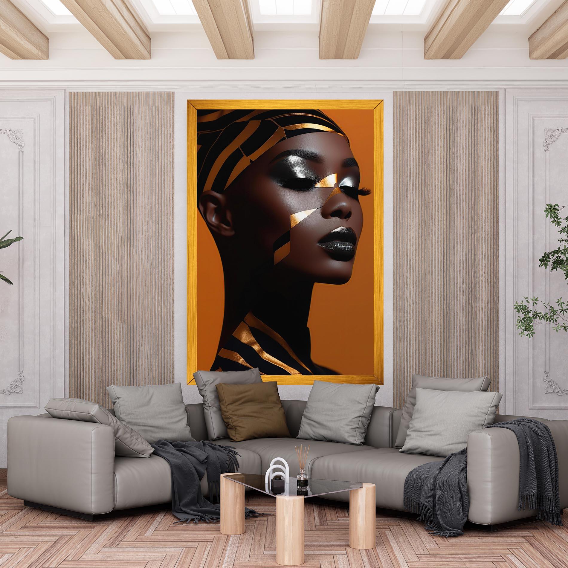 Vászonkép African Woman On Orange mockup 6