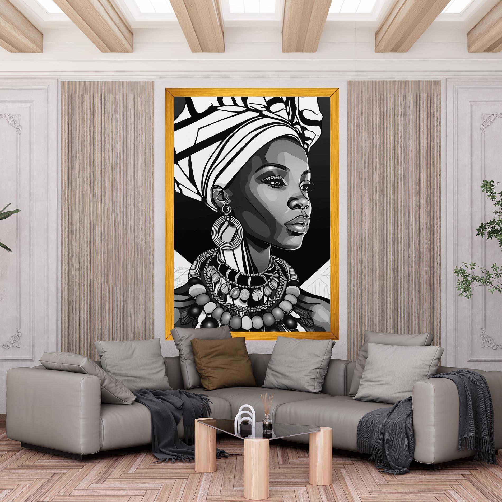 Vászonkép Black White African mockup 6