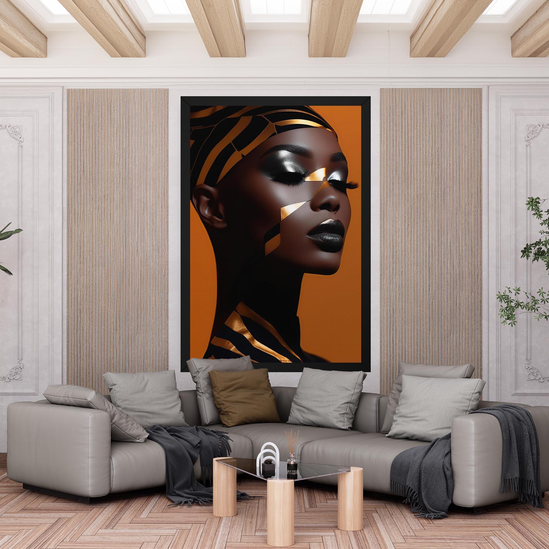 Vászonkép African Woman On Orange mockup 6