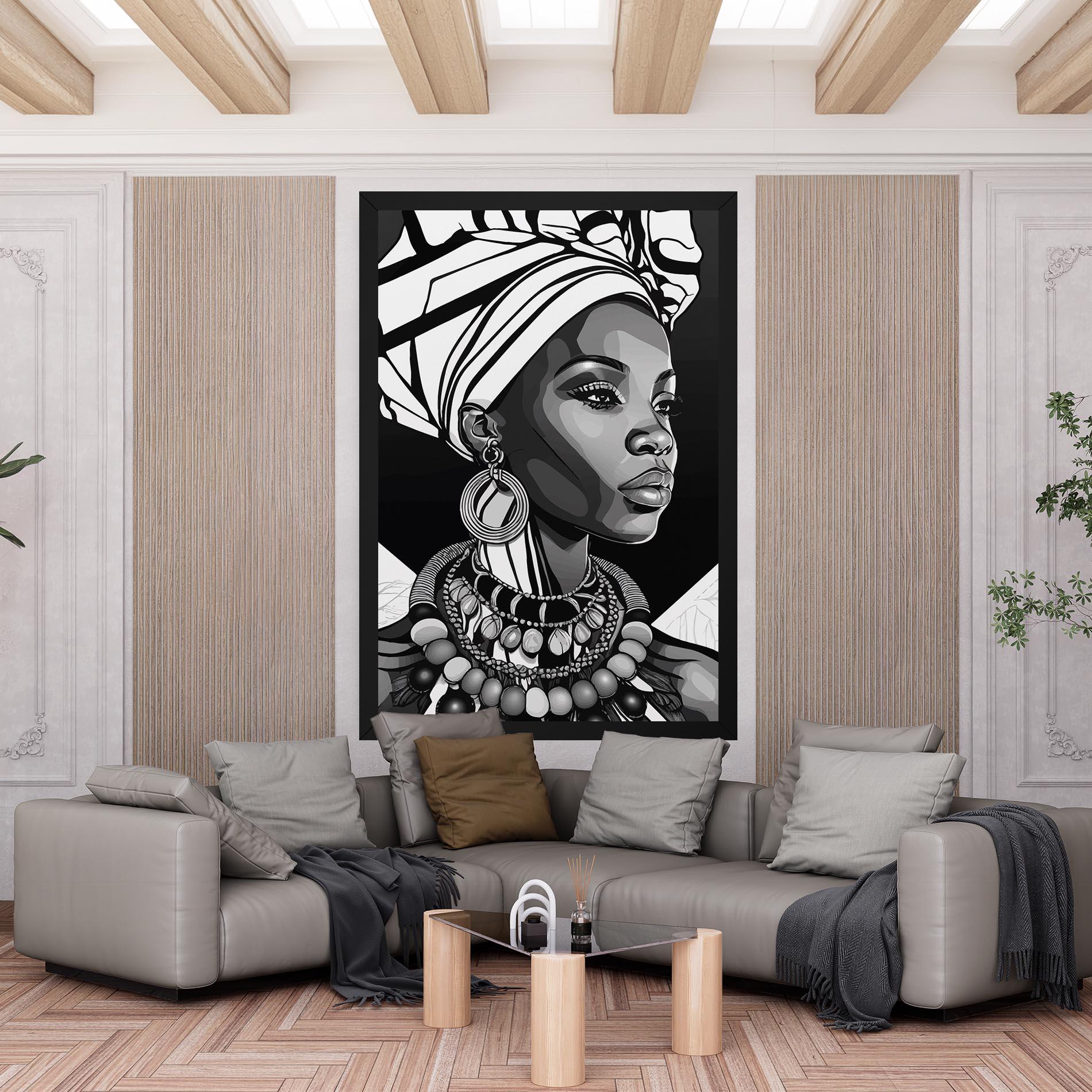 Vászonkép Black White African mockup 6