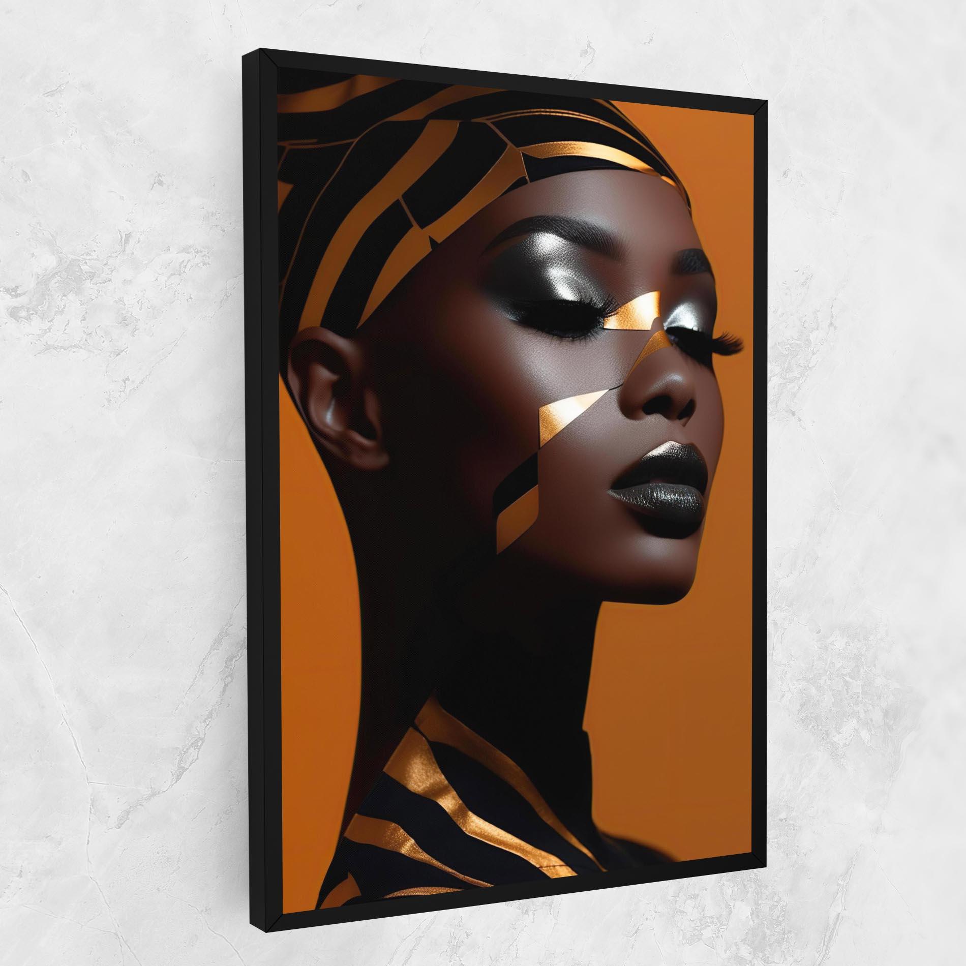 Vászonkép African Woman On Orange mockup 1