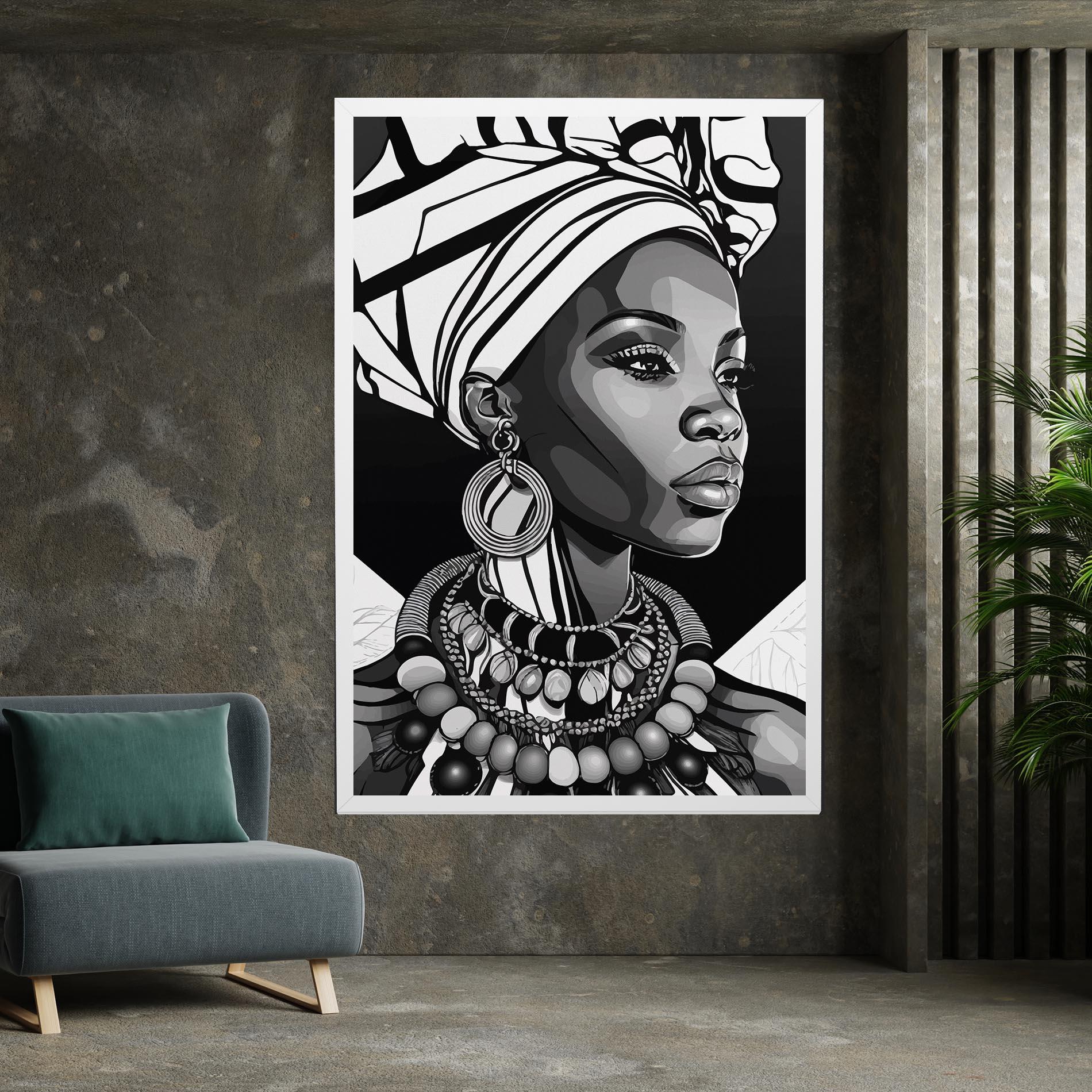 Vászonkép Black White African mockup 7