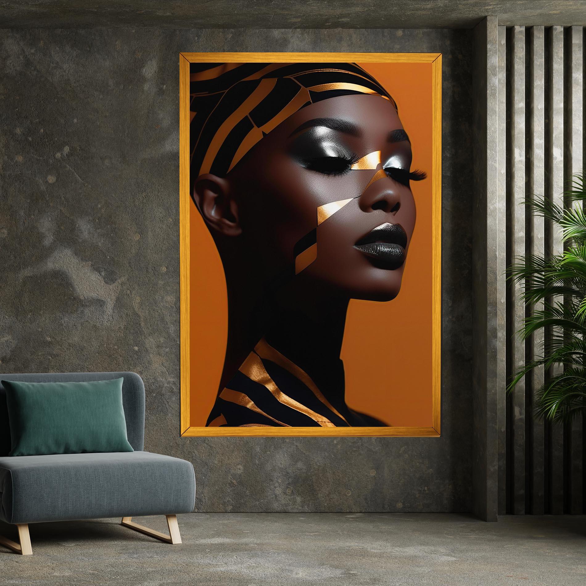 Vászonkép African Woman On Orange mockup 7