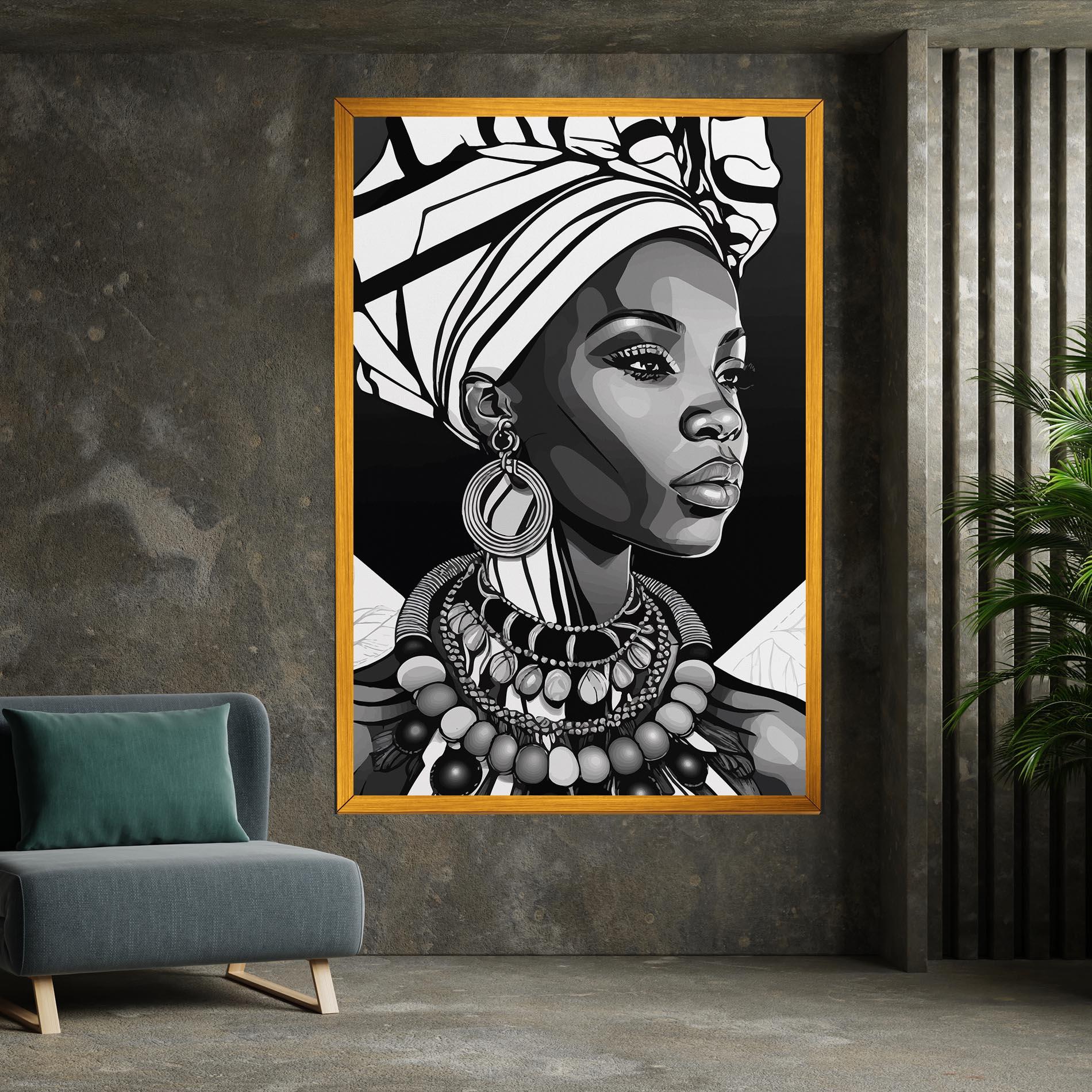 Vászonkép Black White African mockup 7